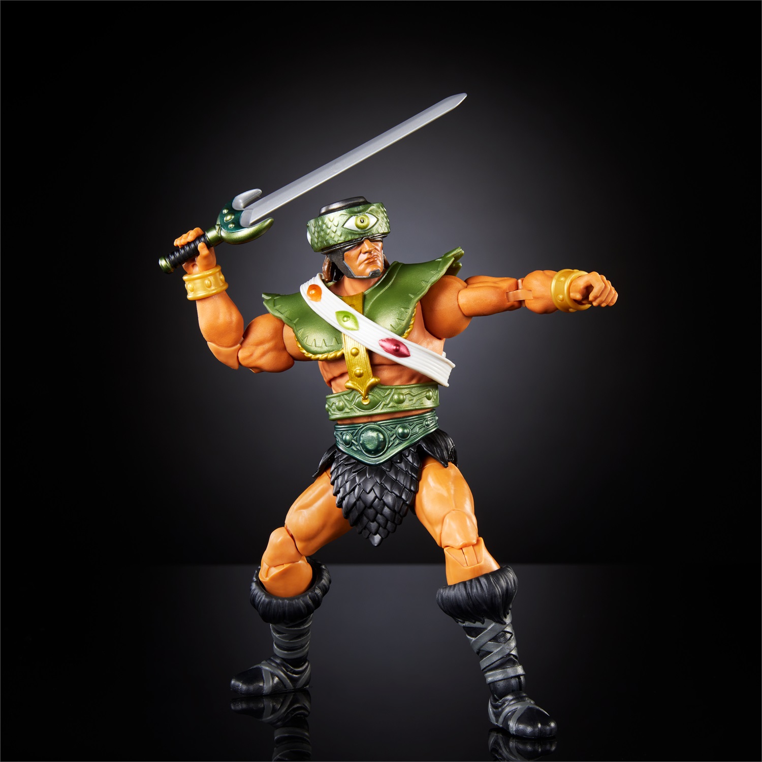 Masters of the Universe Masterverse - New Eternia Tri-Klops, action figure deluxe alta 17,8 cm con 30 punti d'articolazione, 2 spade e 2 set di mani intercambiabili, giocattolo per bambini 6 anni