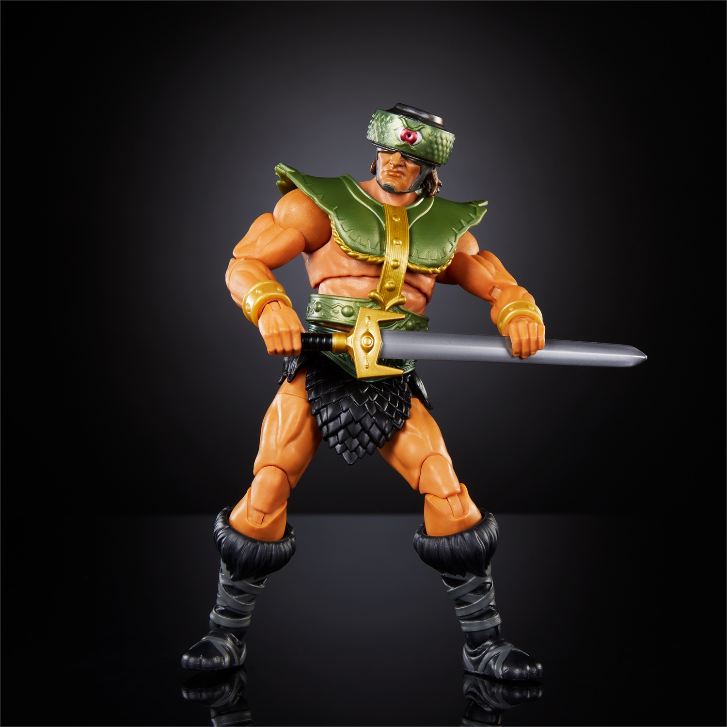 Masters of the Universe Masterverse - New Eternia Tri-Klops, action figure deluxe alta 17,8 cm con 30 punti d'articolazione, 2 spade e 2 set di mani intercambiabili, giocattolo per bambini 6 anni