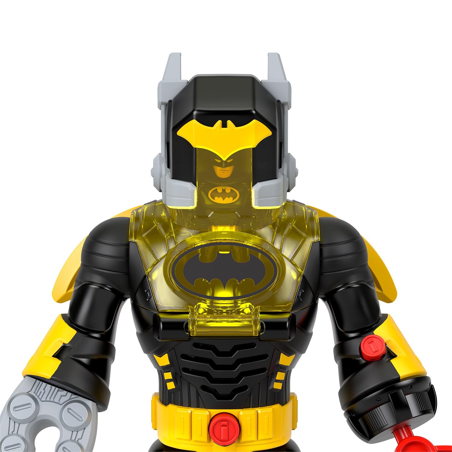 Fisher-Price Imaginext DC Super Friends - Batman Insider e il Bat Bot, robot alto 30 cm con luci, suoni, cabina di pilotaggio e 4 accessori inclusi, giocattolo per bambini 3 anni, HYG31