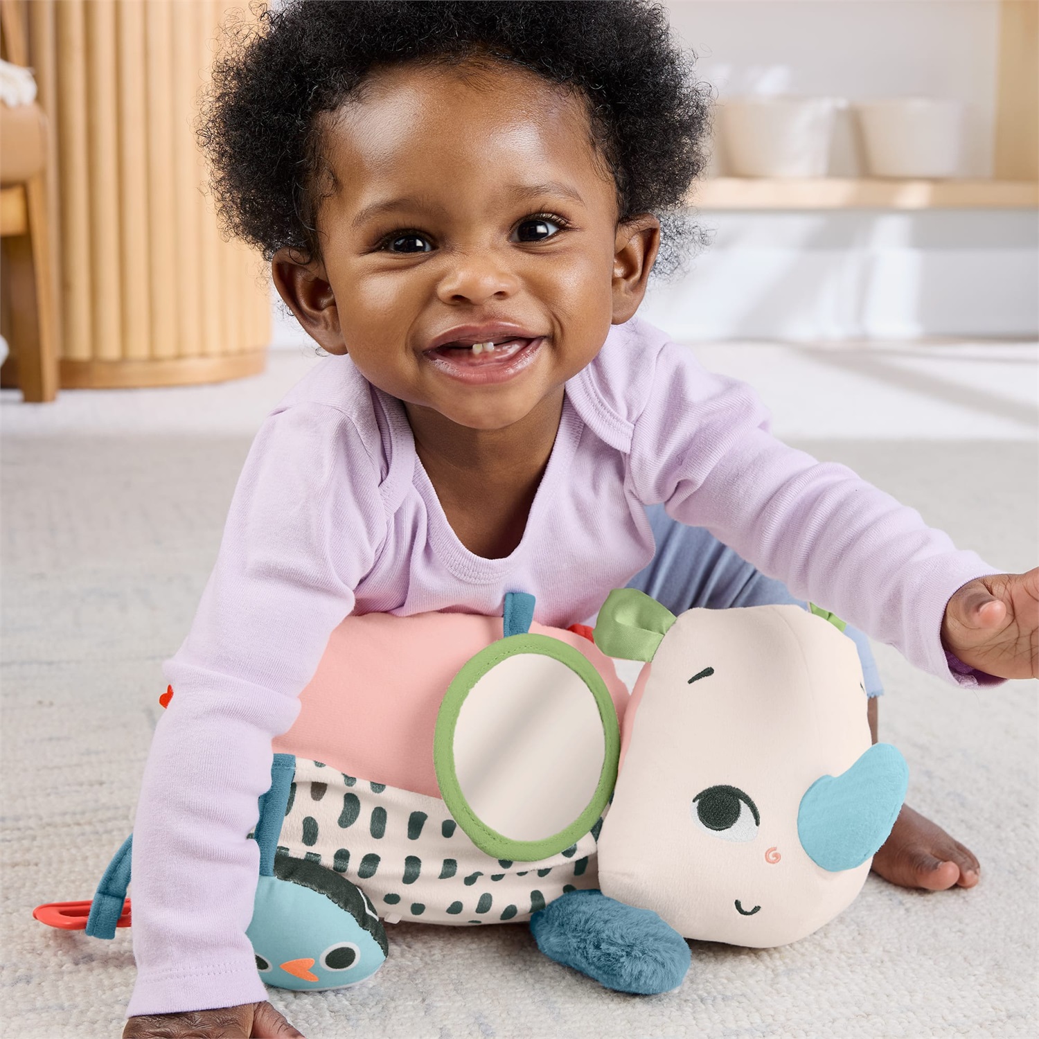 Fisher-Price Baby Rino Giochi sul Pancino - Peluche Educativo Sensoriale per Neonati 0 Mesi HYR55