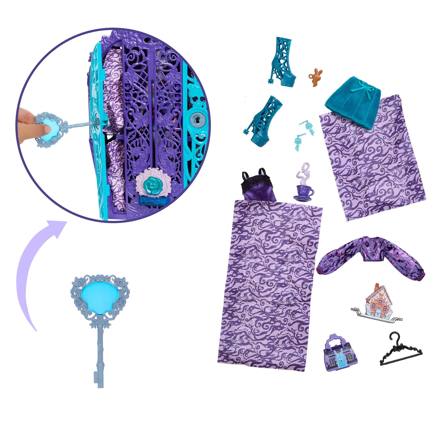 Monster High Segreti da Brivido - Set con Bambola Twyla e Guardaroba, 19 Accessori e Abiti Inclusi, Giocattolo per Bambini 4 Anni