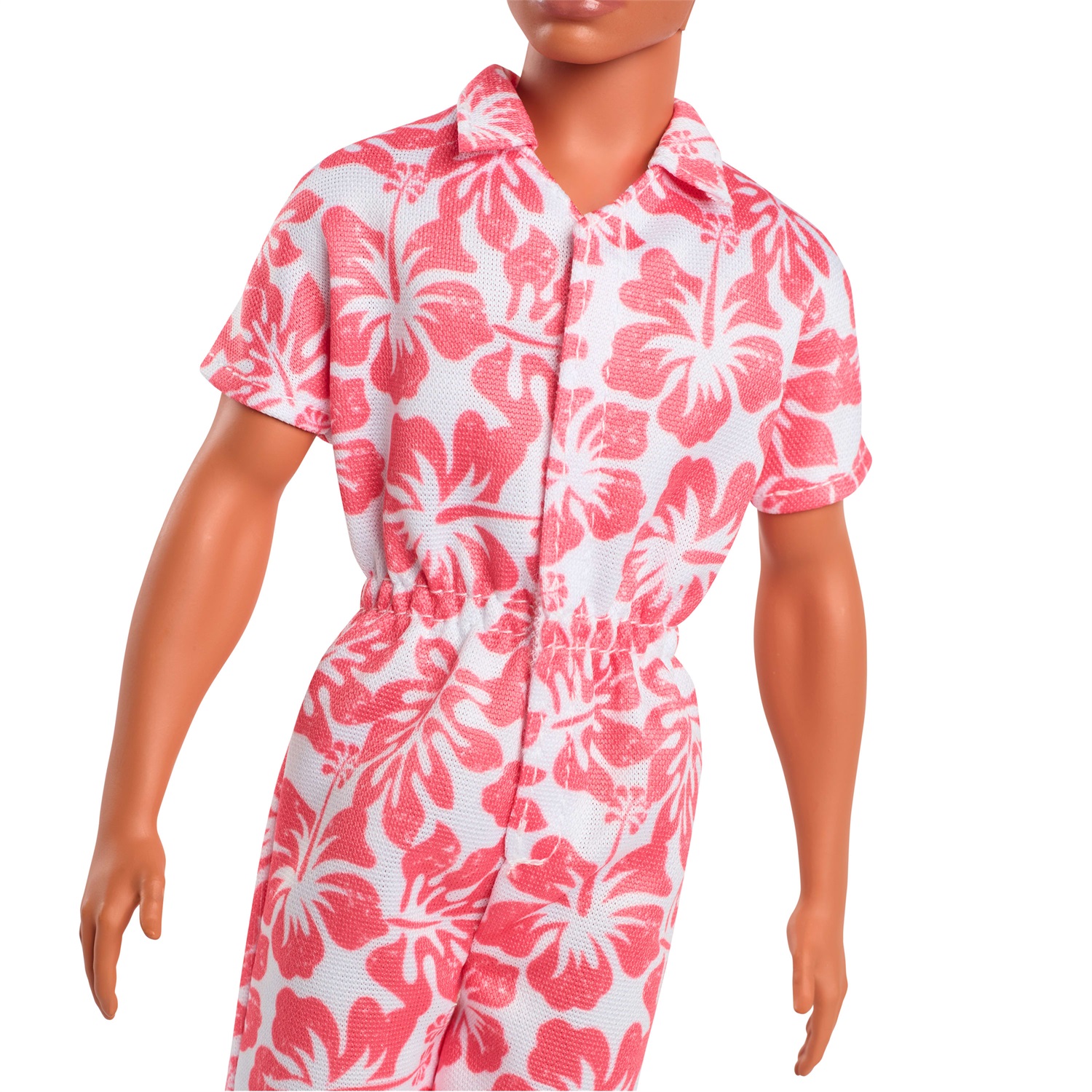 Mattel Ken Fashionistas n. 235 - Bambola con capelli castani, tuta corallo con stampa hawaiana e sandali verdi, giocattolo per bambini 3 anni