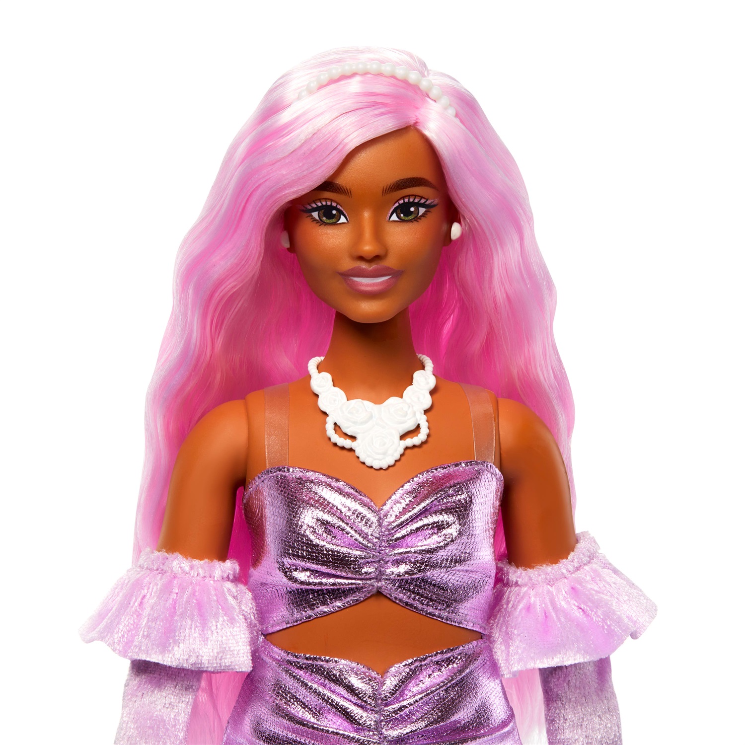 Barbie Deluxe Style n.1 - Bambola con Capelli Rosa e Abito Barbiecore Rosa Lucido, Accessori Inclusi, Giocattolo per Bambini 4 Anni