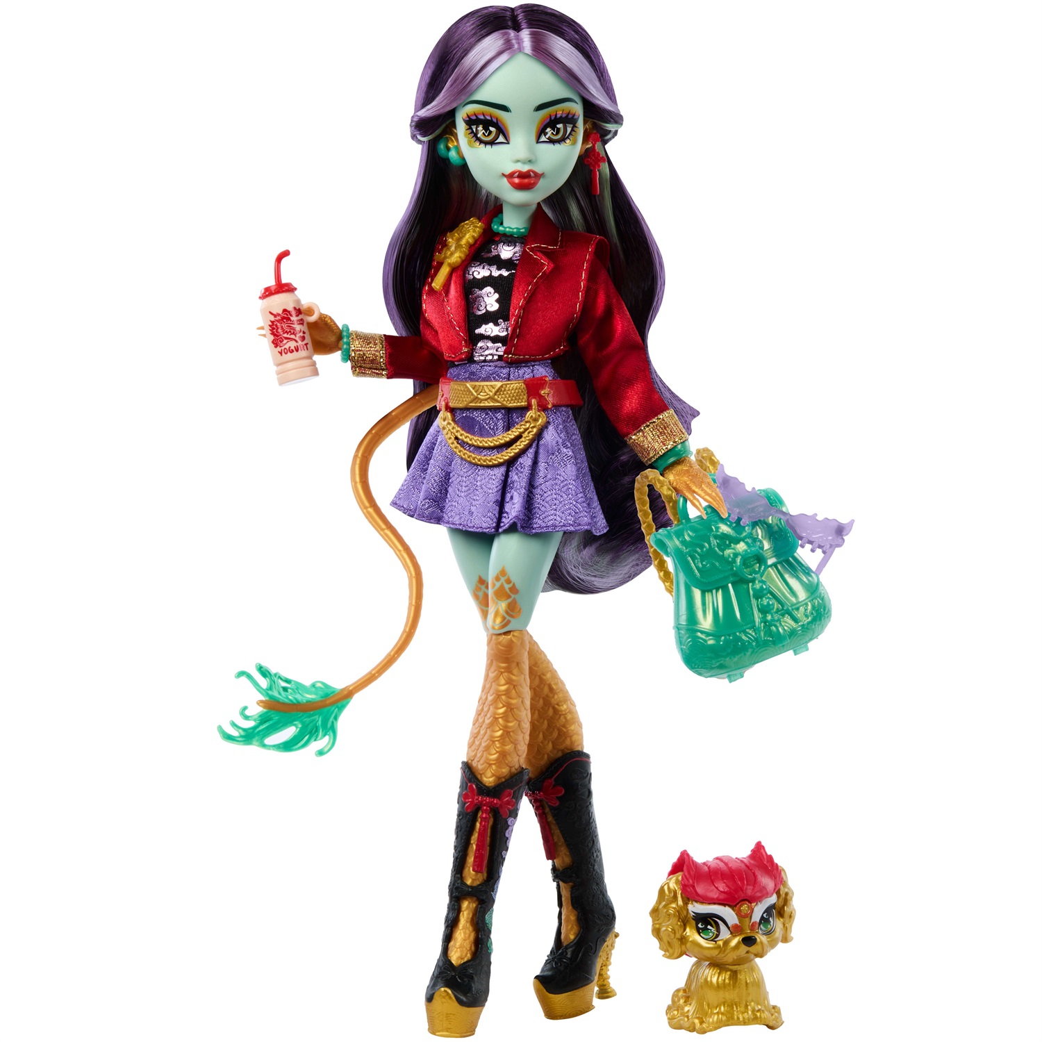 Monster High: Bambola Jinafire con accessori trendy per la scuola
