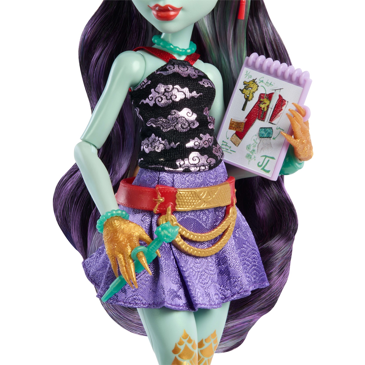 Monster High: Bambola Jinafire con accessori trendy per la scuola
