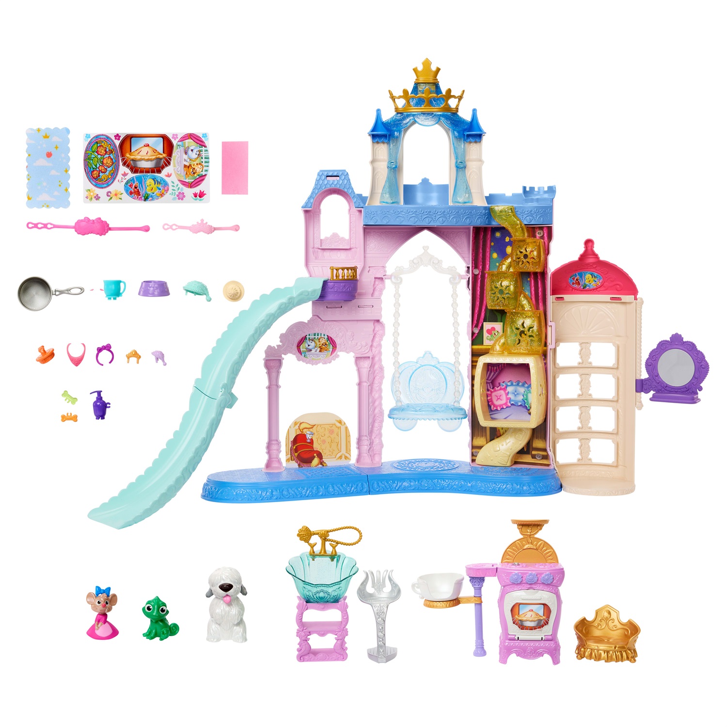 Mattel Disney Princess Palazzo dei Cuccioli - Set di Gioco con 7 Aree, 3 Amici Animali e Oltre 17 Accessori Inclusi, Giocattolo per Bambini dai 3 Anni