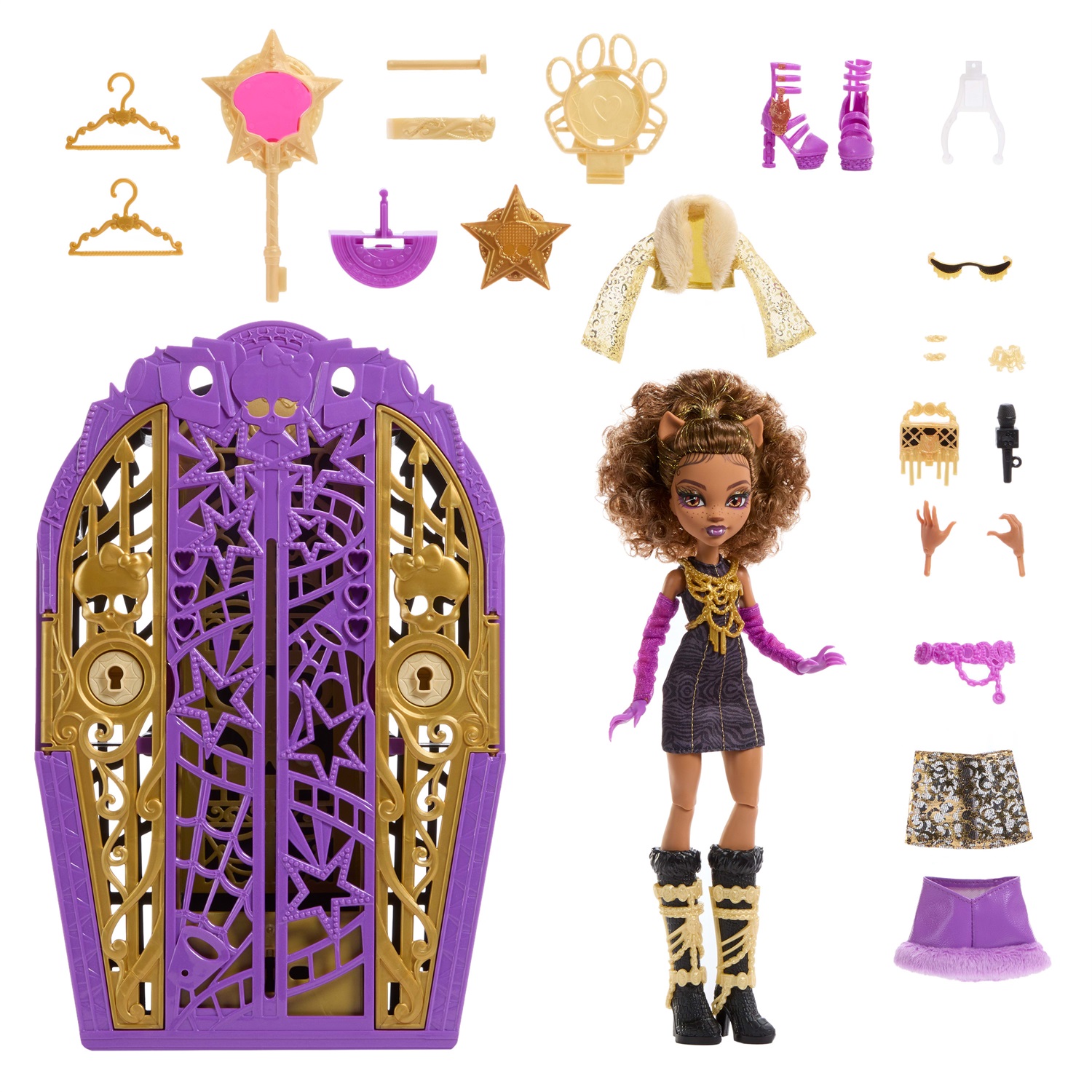 Mattel Monster High Clawdeen Wolf Segreti da Brivido - I Misteri di Hauntlywood, bambola con guardaroba e 19 accessori glamour a sorpresa, giocattolo per bambini 4 anni, JBG80
