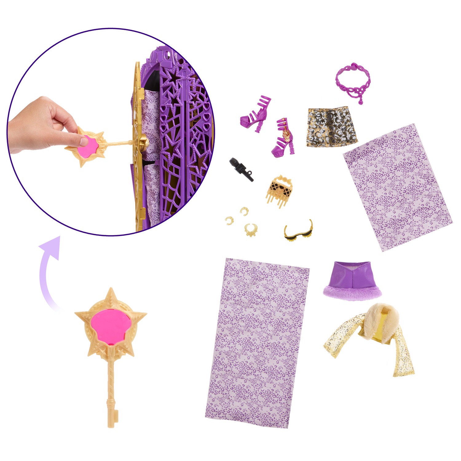 Mattel Monster High Clawdeen Wolf Segreti da Brivido - I Misteri di Hauntlywood, bambola con guardaroba e 19 accessori glamour a sorpresa, giocattolo per bambini 4 anni, JBG80