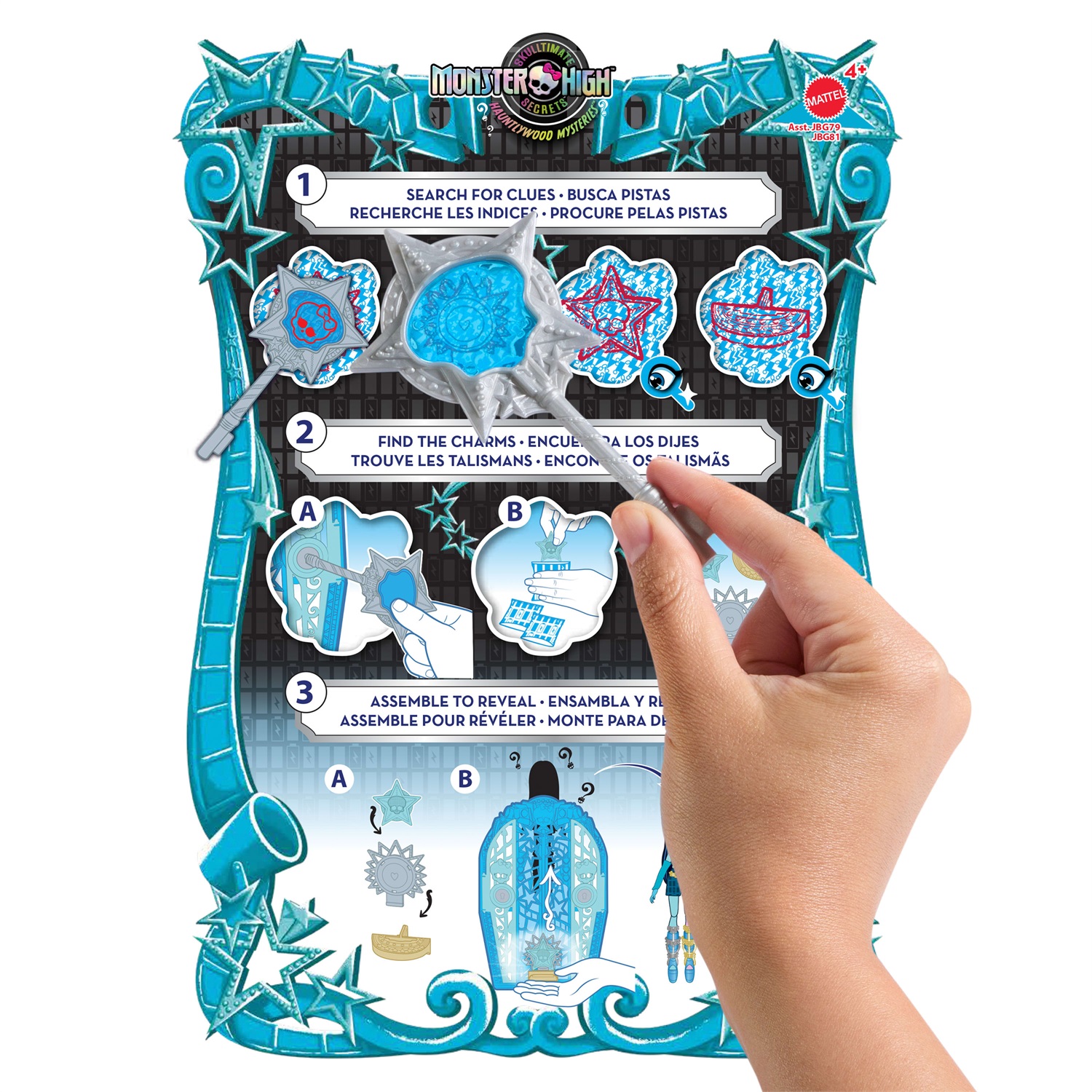 Monster High Segreti da Brivido - Frankie Stein I Misteri di Hauntlywood, bambola con abiti, guardaroba e 19 accessori glamour a sorpresa, giocattolo per bambini 4 anni