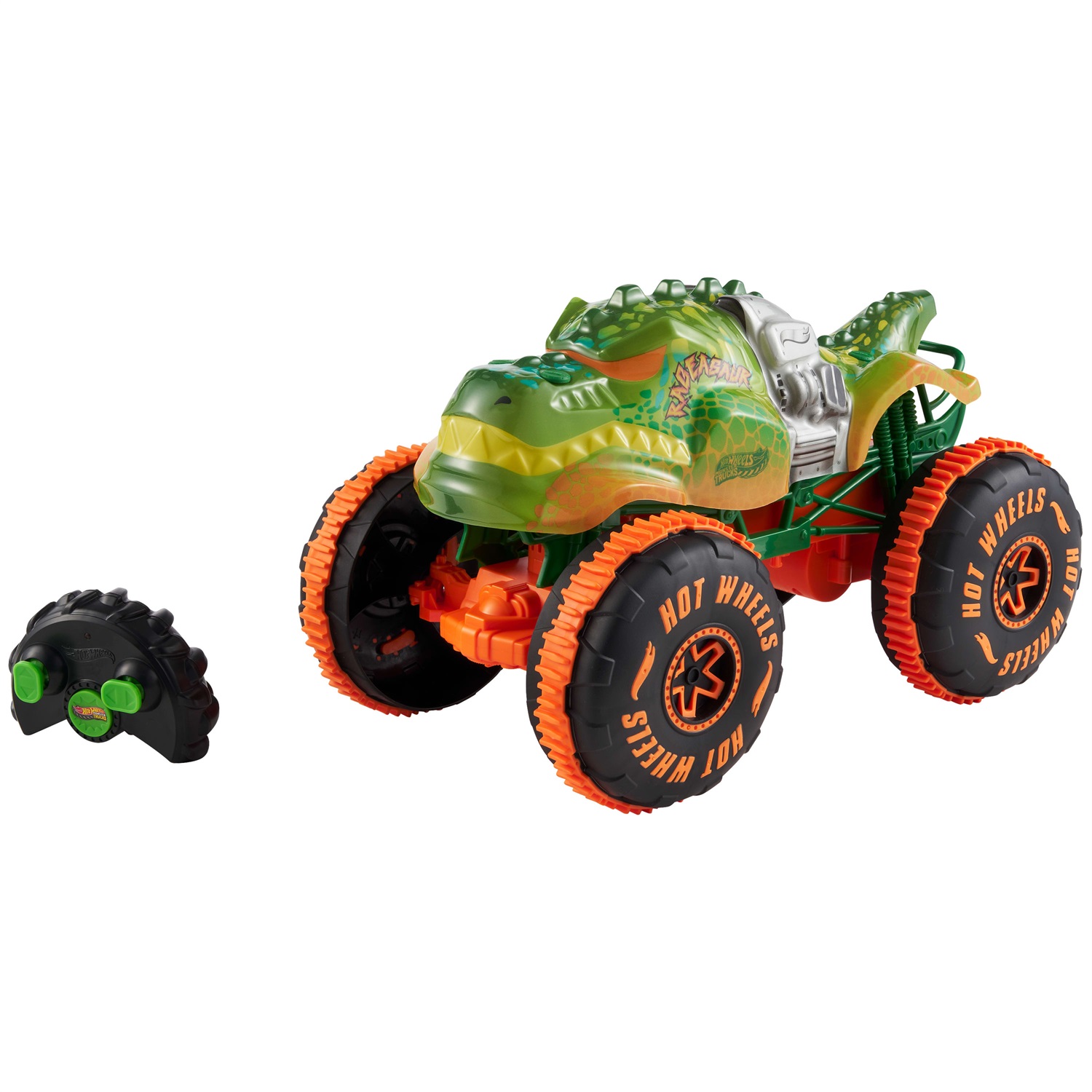 Hot Wheels Monster Trucks Rageasaur Giocattolo Telecomandato R/C 1:15 con Pneumatici Grip Action per Fuoristrada e Acrobazie, Adatto per Bambini 4 Anni