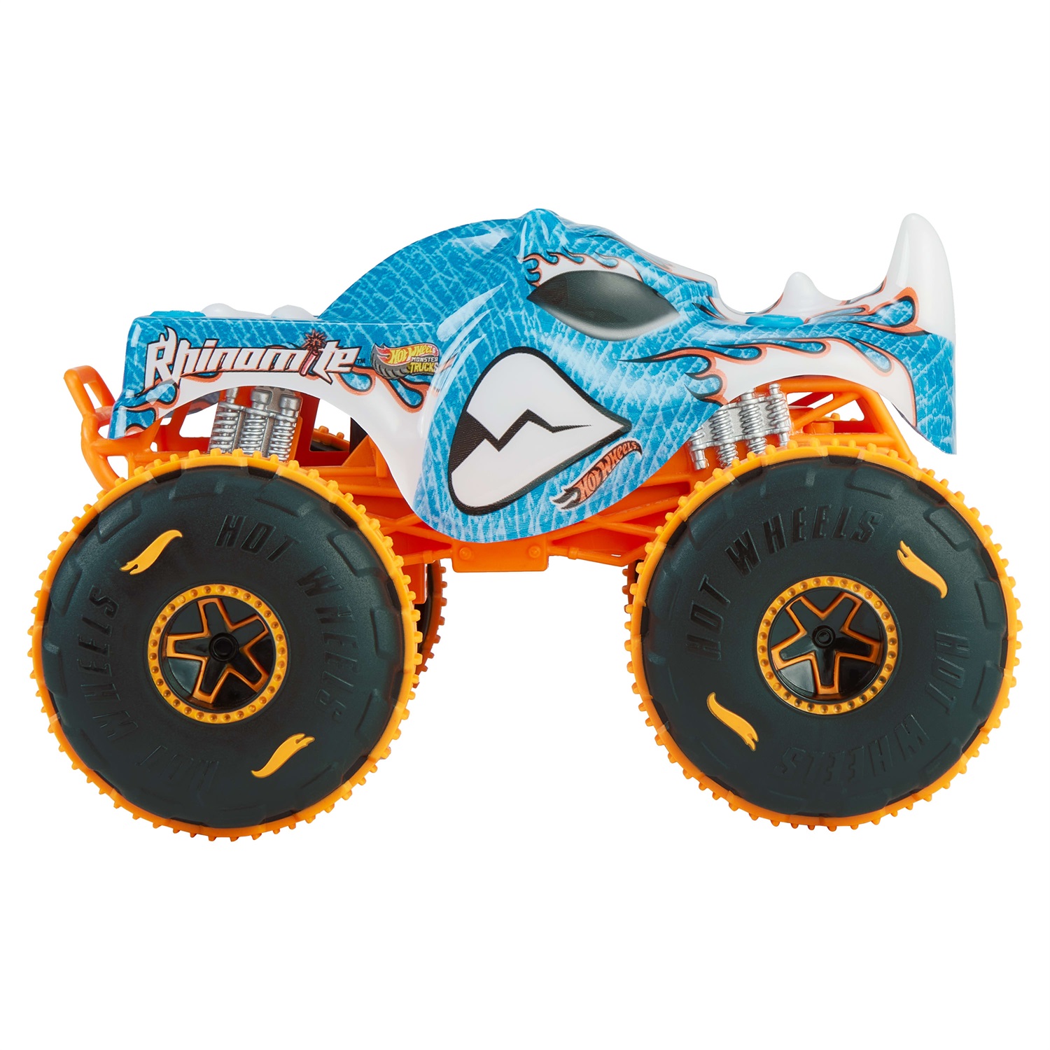 MATTEL Hot Wheels Monster Trucks Radiocomandato 1:24 Rhinomite con Pneumatici Grip Action