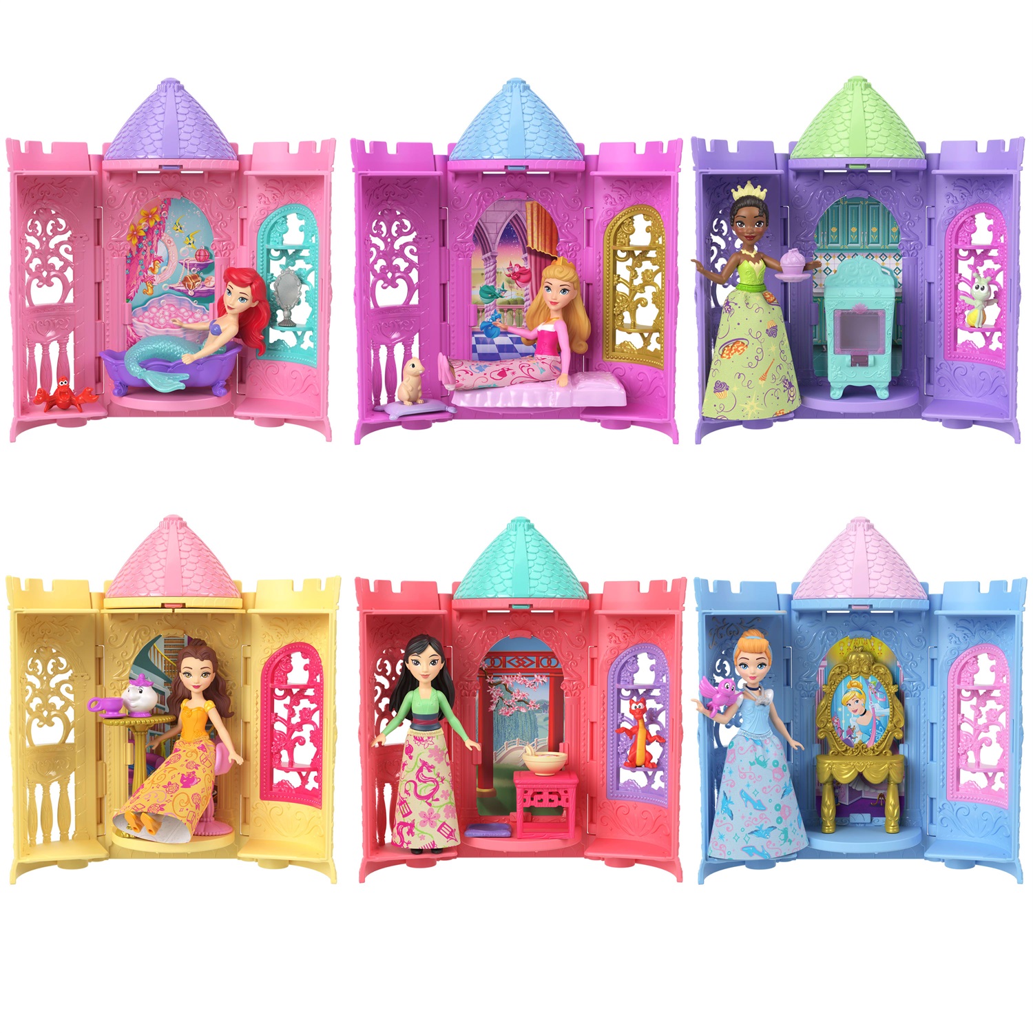 Mattel Disney Princess Torre a Sorpresa con Mini Bambola e 4 Accessori a Sorpresa - Giocattolo per Bambini 3 Anni