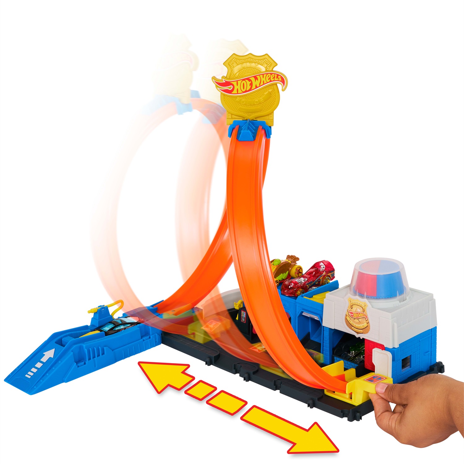 Hot Wheels City JBM71 - Super Stazione di Polizia con playset regolabile, 4 corsie, loop e macchinina inclusa, giocattolo per bambini 4 anni