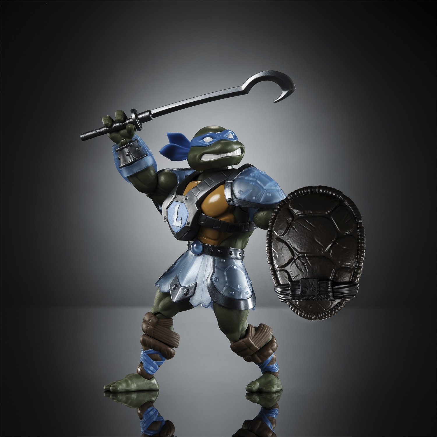 Masters of the Universe - Action Figure Leonardo Turtles of Grayskull snodata con accessori, crossover Tartarughe Ninja, per bambini 6 anni