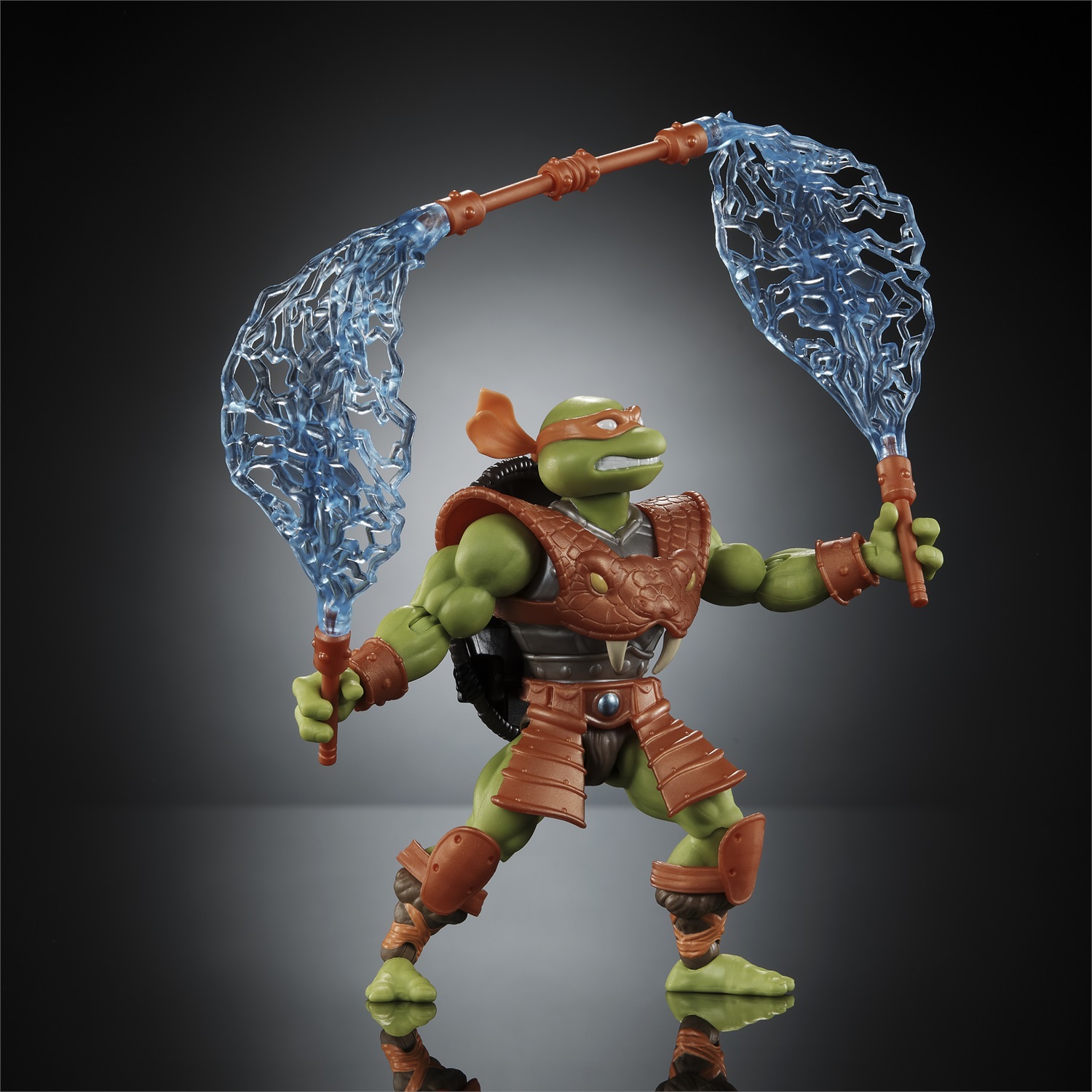 Masters of the Universe - Action Figure Snodata Michelangelo Turtles of Grayskull con Accessori, Crossover Reptile Wars, Giocattolo per Bambini 6