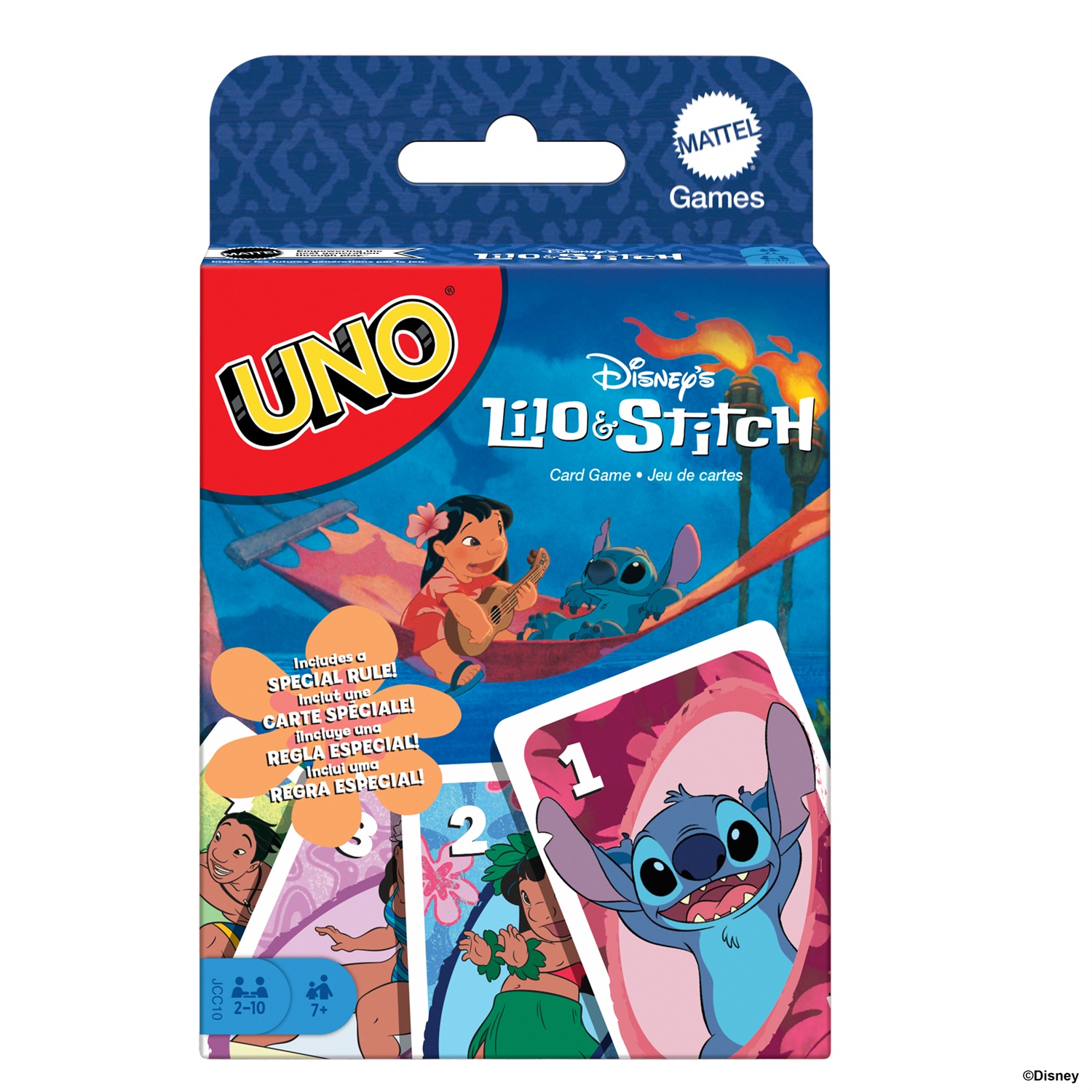 Mattel UNO Disney Lilo e Stitch - Gioco di carte per tutta la famiglia con regole speciali e carte ispirate al film, 7 anni