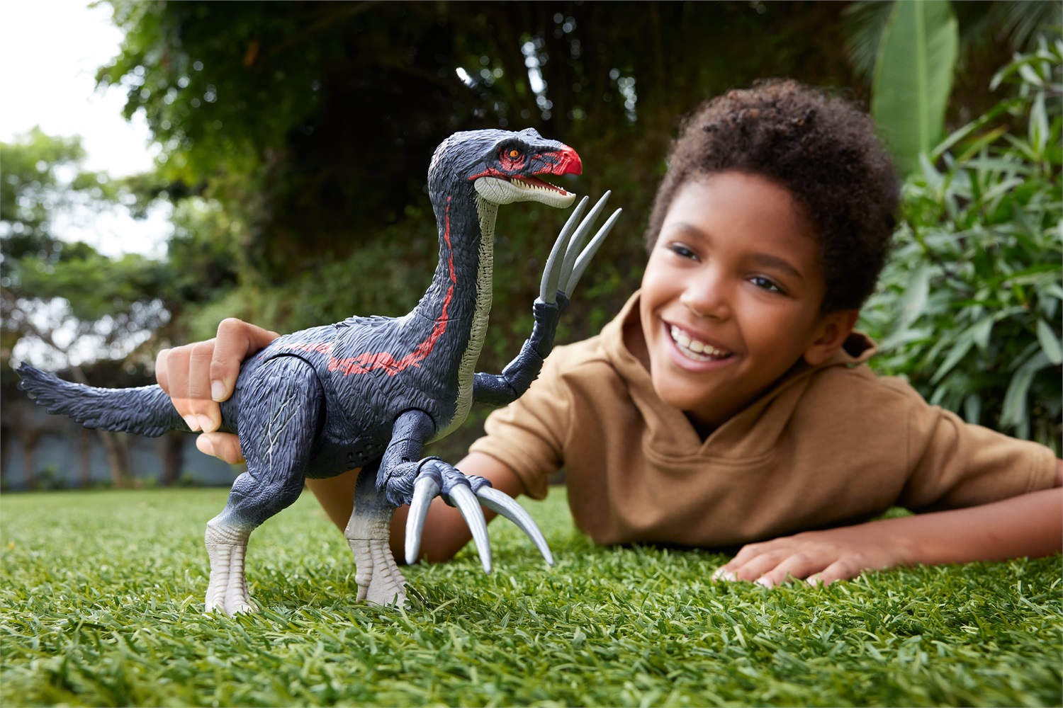 Mattel Jurassic World Therizinosauro Super Artigli - Action Figure Giocattolo con Effetti Sonori e Funzioni di Attacco