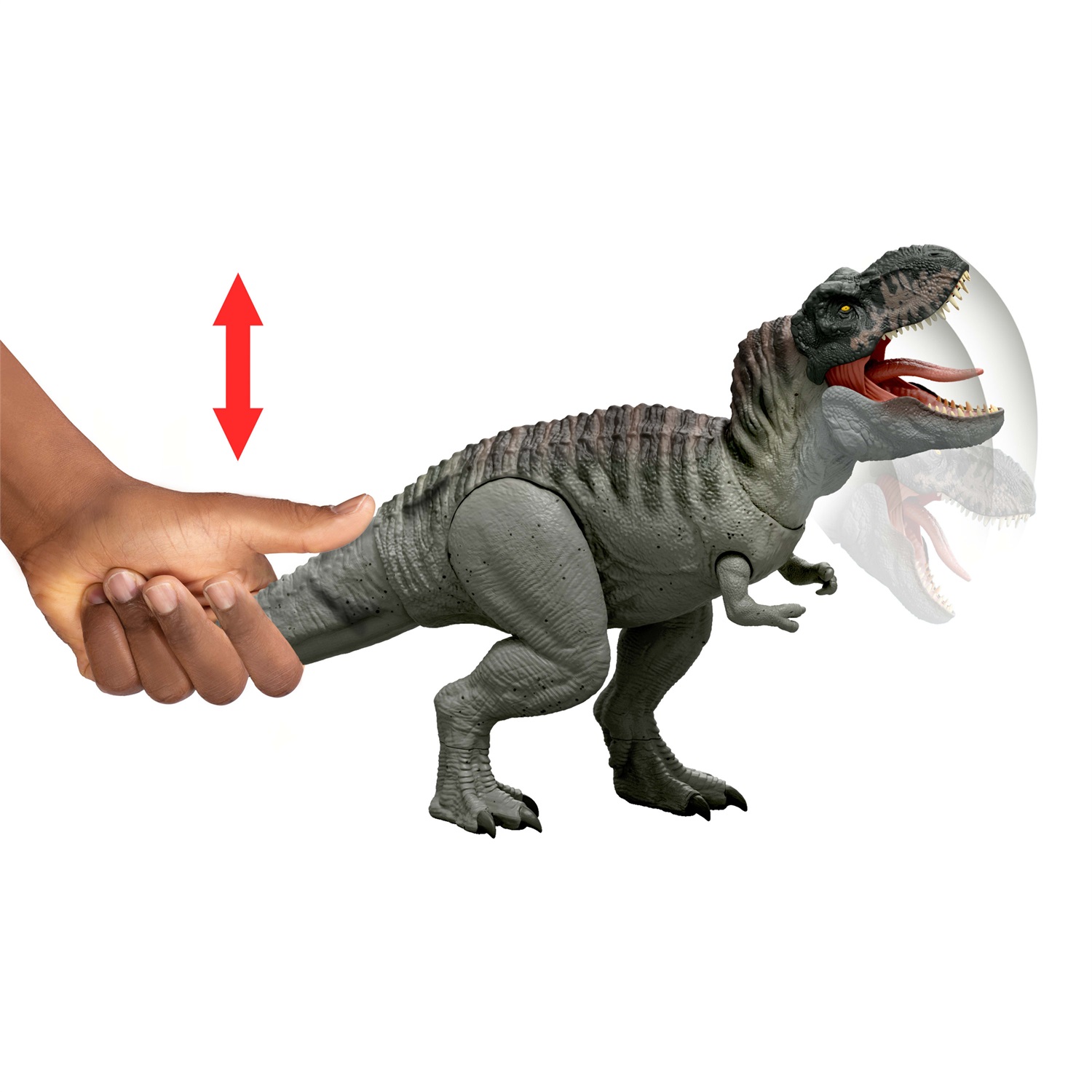 Mattel Jurassic World JCH02 Dinosauro T-Rex Potere Divoratore con Luci e Suoni, Morso Continuo, 45 cm