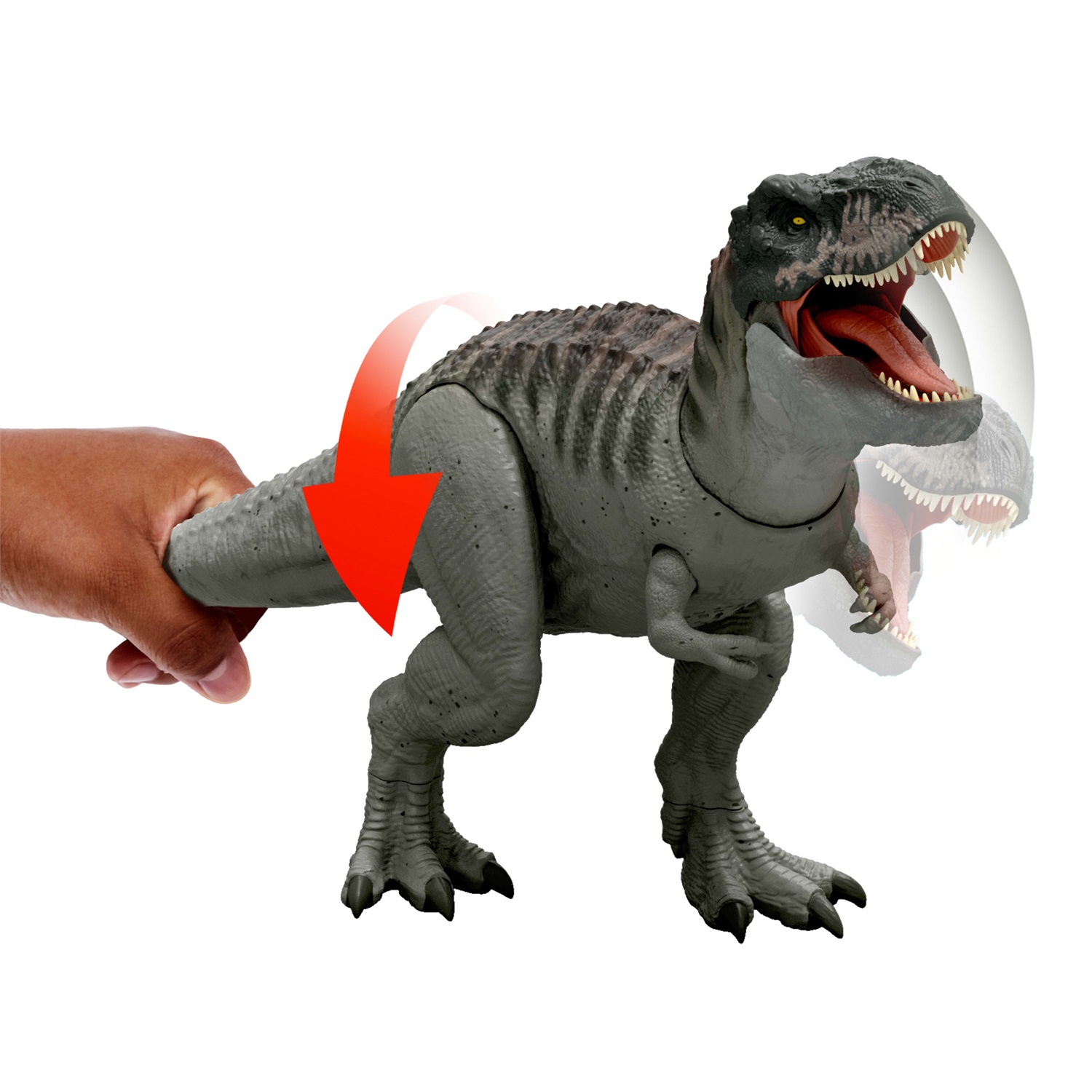 Mattel Jurassic World JCH02 Dinosauro T-Rex Potere Divoratore con Luci e Suoni, Morso Continuo, 45 cm