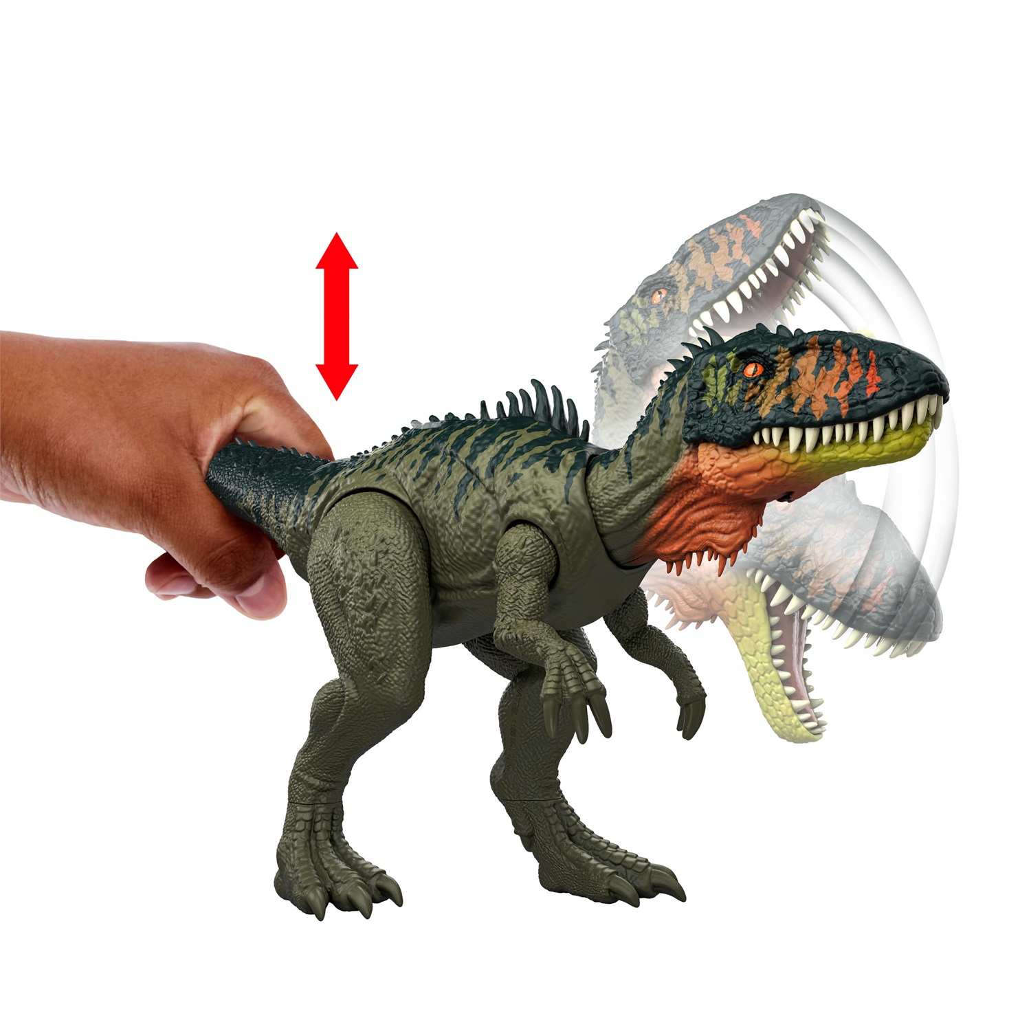 Mattel Jurassic World La Rinascita - Dinosauro Giocattolo Tirannotitano con 2 Attacchi Furiosi e Gioco Digitale