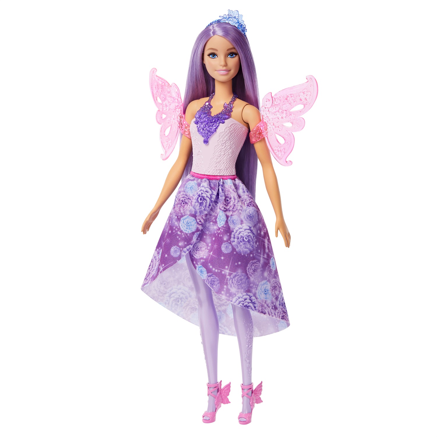 Barbie JCP74 - Bambola Fantasy Fashion con 8 accessori per creare 10 look, coda da sirena e ali di fata, giocattolo per bambini 3 anni