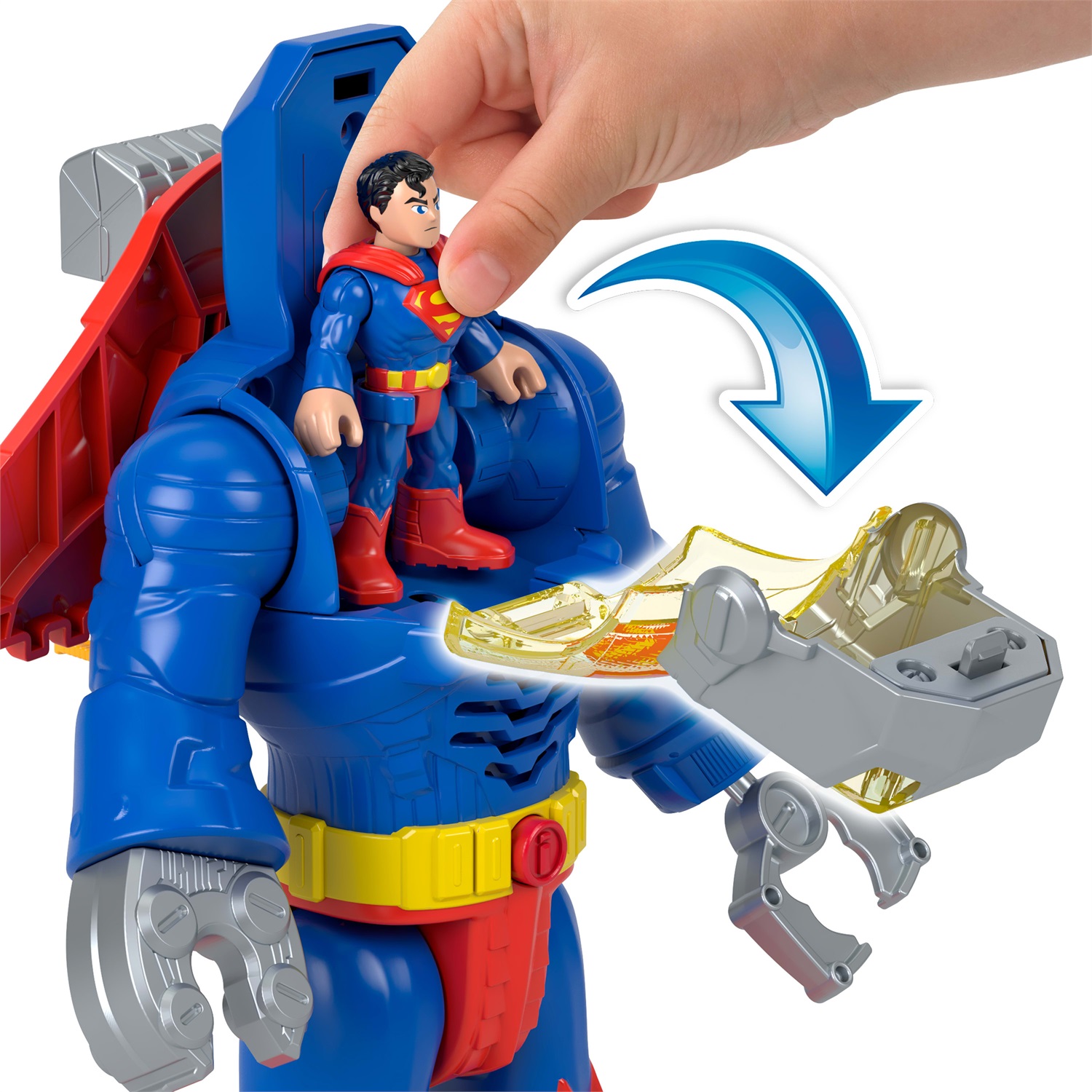 Fisher-Price Imaginext DC Super Friends - Robot Superman Insider e Corazza con Luci e Suoni, Giocattolo per Bambini 3 Anni, JCT47