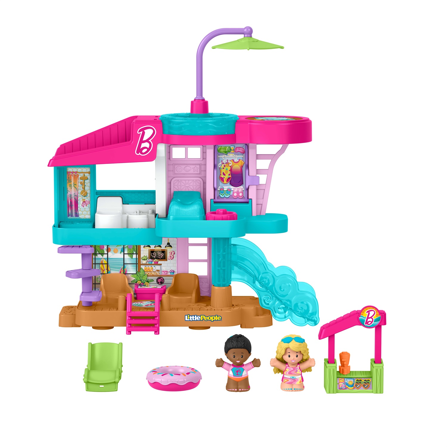 Fisher-Price Little People Barbie - Casa al Mare con 3 piani, 2 personaggi e accessori inclusi
