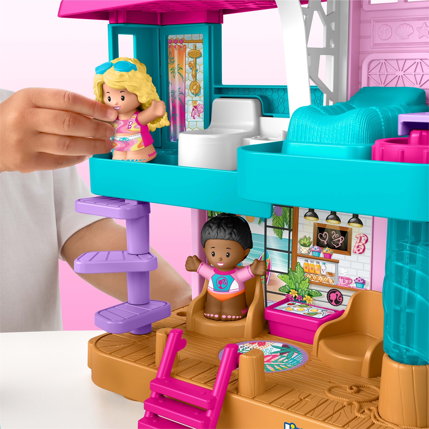 Fisher-Price Little People Barbie - Casa al Mare con 3 piani, 2 personaggi e accessori inclusi