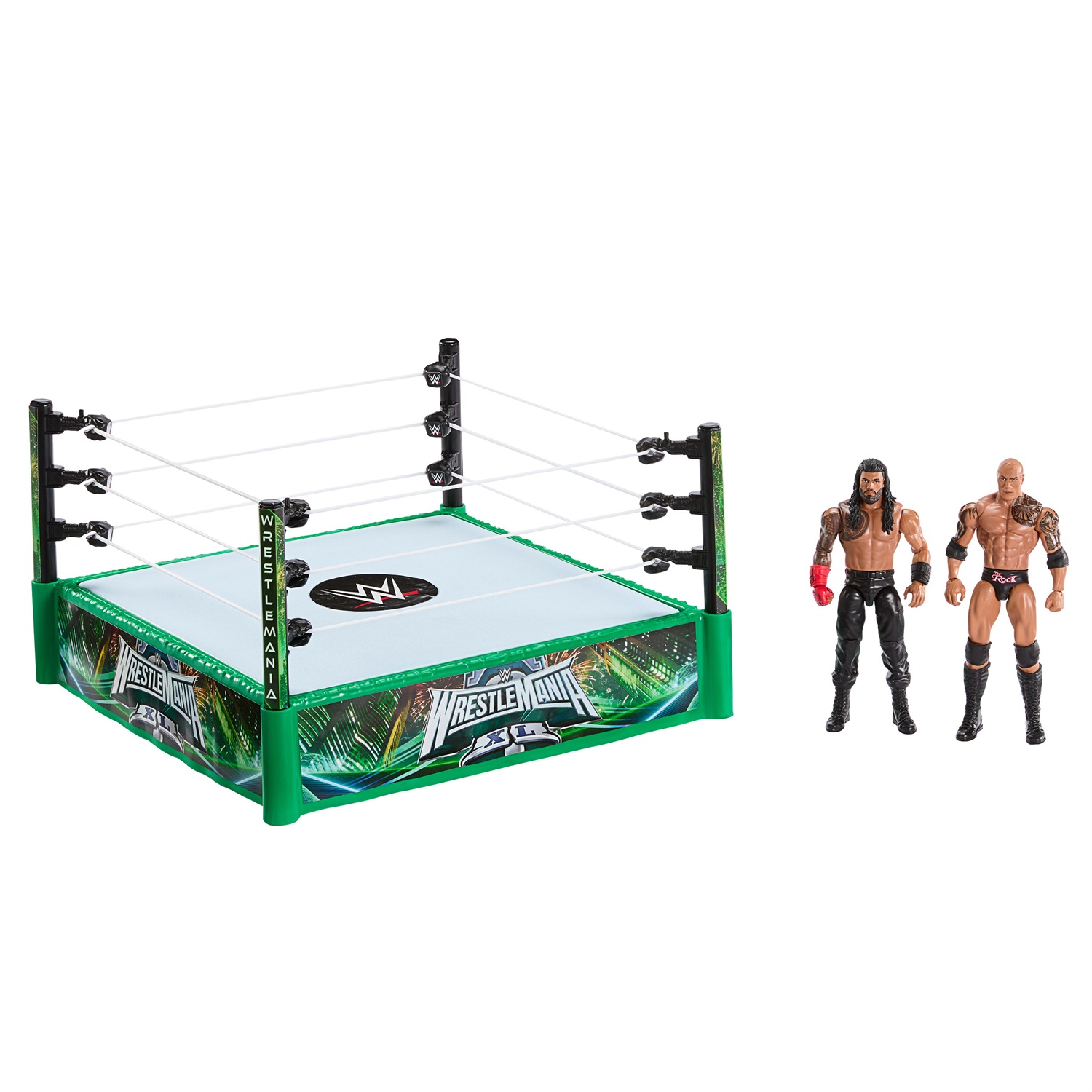 Mattel WWE Bloodline Rules Playset con Ring e 2 Personaggi The Rock e Roman Reigns - Collezione 15 cm, 6 anni