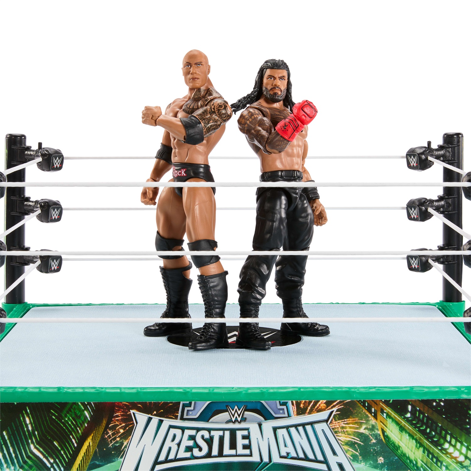 Mattel WWE Bloodline Rules Playset con Ring e 2 Personaggi The Rock e Roman Reigns - Collezione 15 cm, 6 anni