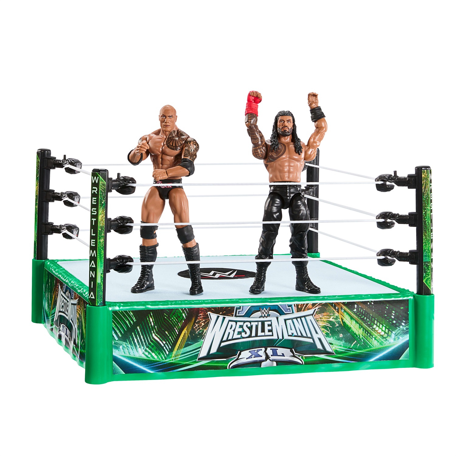 Mattel WWE Bloodline Rules Playset con Ring e 2 Personaggi The Rock e Roman Reigns - Collezione 15 cm, 6 anni