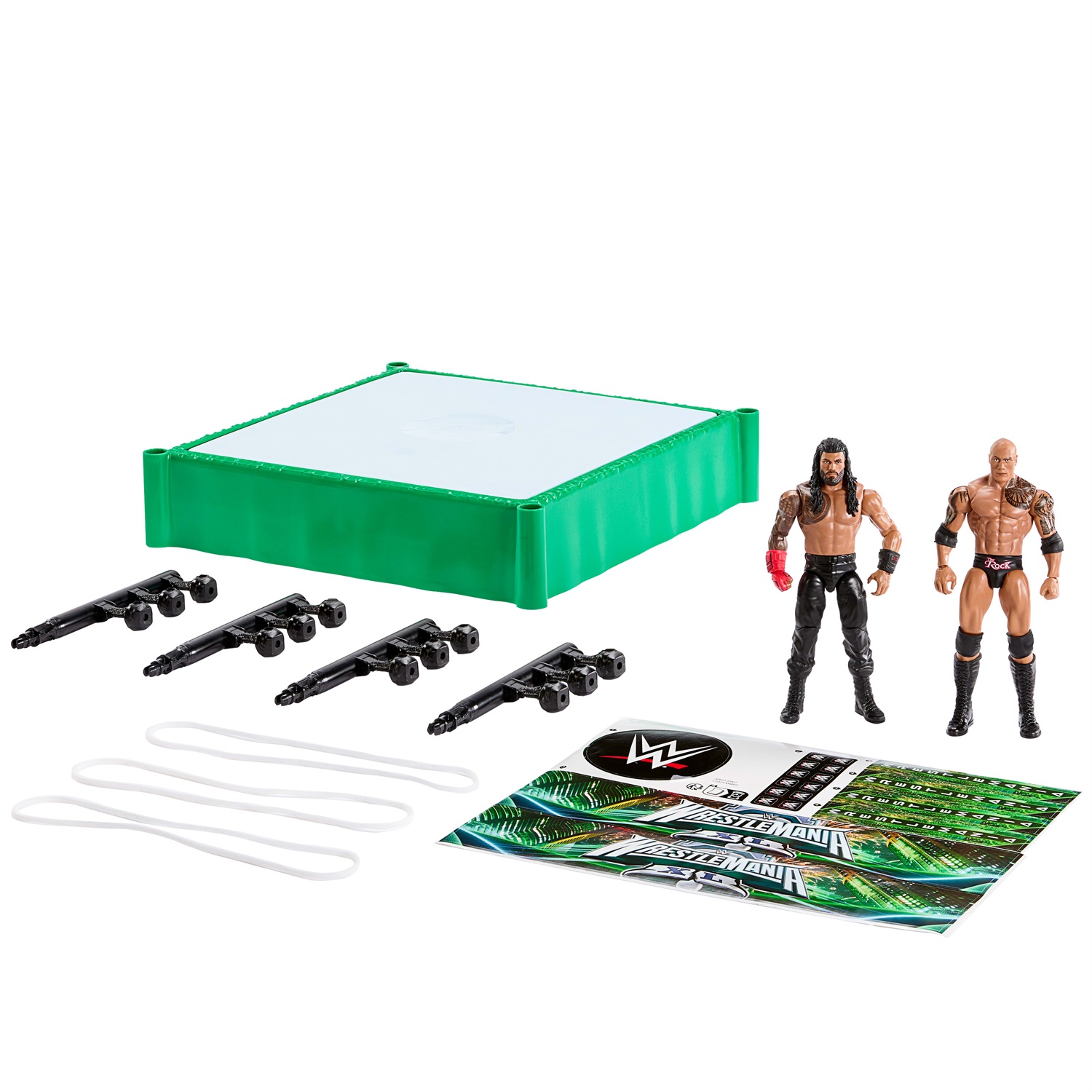 Mattel WWE Bloodline Rules Playset con Ring e 2 Personaggi The Rock e Roman Reigns - Collezione 15 cm, 6 anni