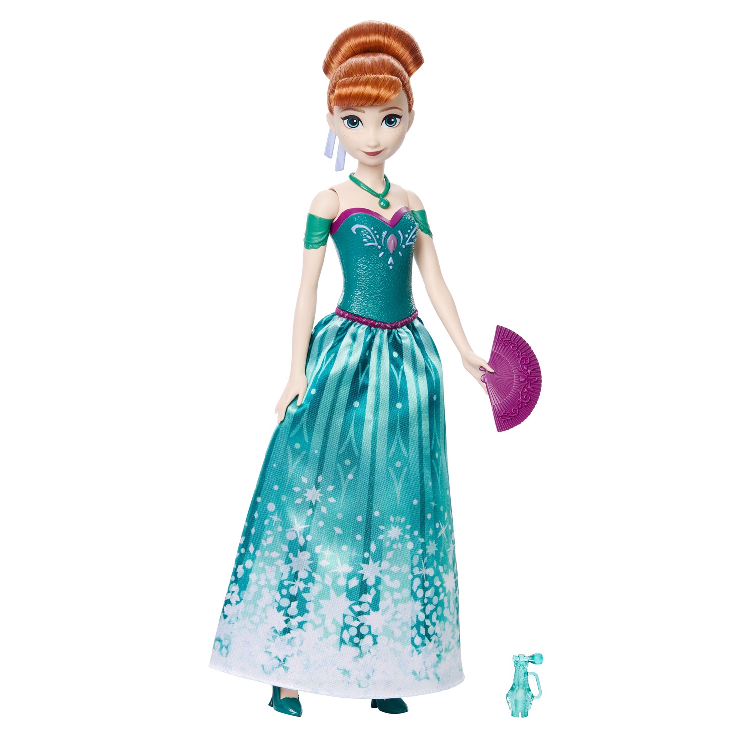 Mattel Disney Frozen - Bambola Anna Spin & Reveal con 11 sorprese, accessori e scena di gioco