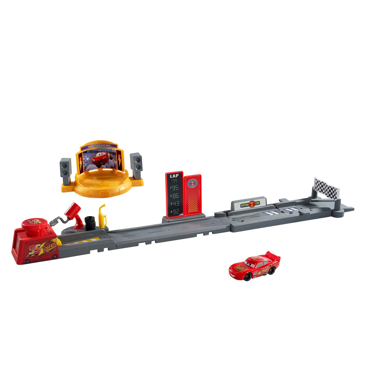 Disney e Pixar Cars - Pista di Lancio Piston Cup con Salti e Acrobazie, 50 cm, Veicolo Saetta McQueen Incluso, Giocattolo per Bambini 4 Anni