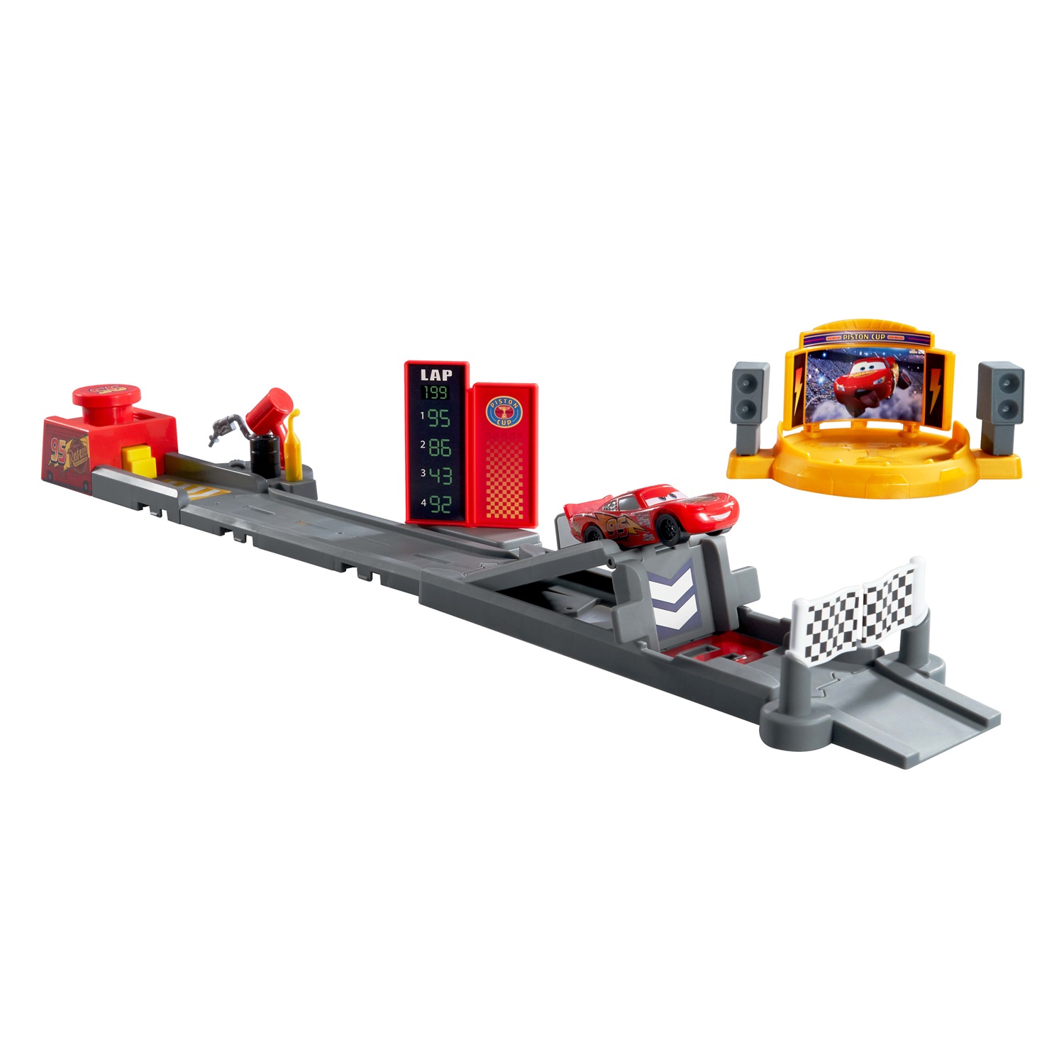 Disney e Pixar Cars - Pista di Lancio Piston Cup con Salti e Acrobazie, 50 cm, Veicolo Saetta McQueen Incluso, Giocattolo per Bambini 4 Anni