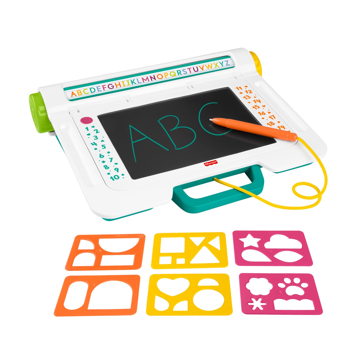 Fisher-Price Postazione Impara e Scarabocchia - Tablet Educativo con Schermo LCD e 6 Stencil Inclusi per Bambini dai 3 Anni