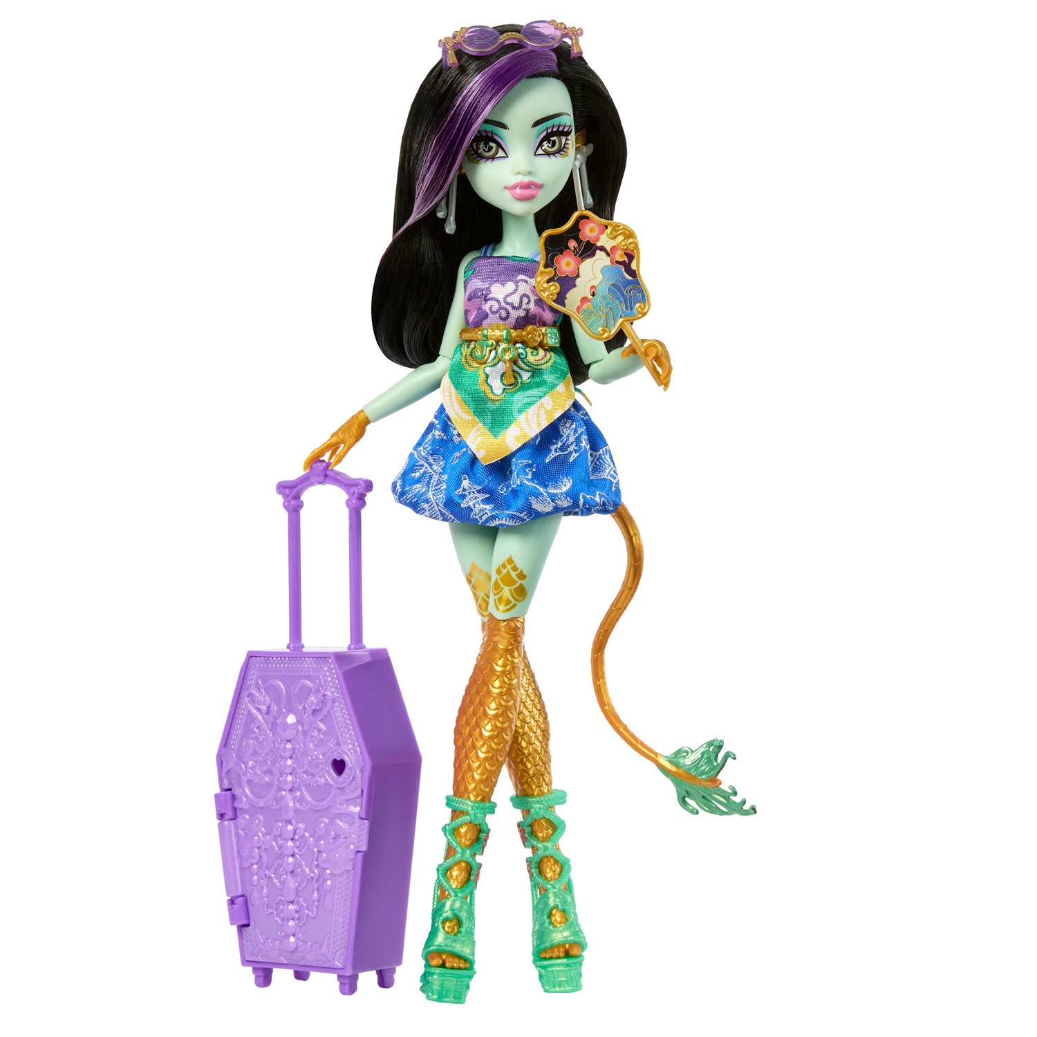 Monster High Jinafire Long - Bambola con 19 Accessori e Valigia, Set Segreti da Brivido per Bambini 4 Anni