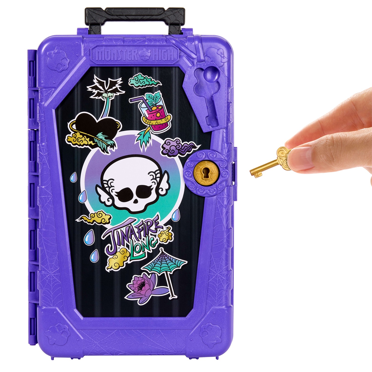 Monster High Jinafire Long - Bambola con 19 Accessori e Valigia, Set Segreti da Brivido per Bambini 4 Anni