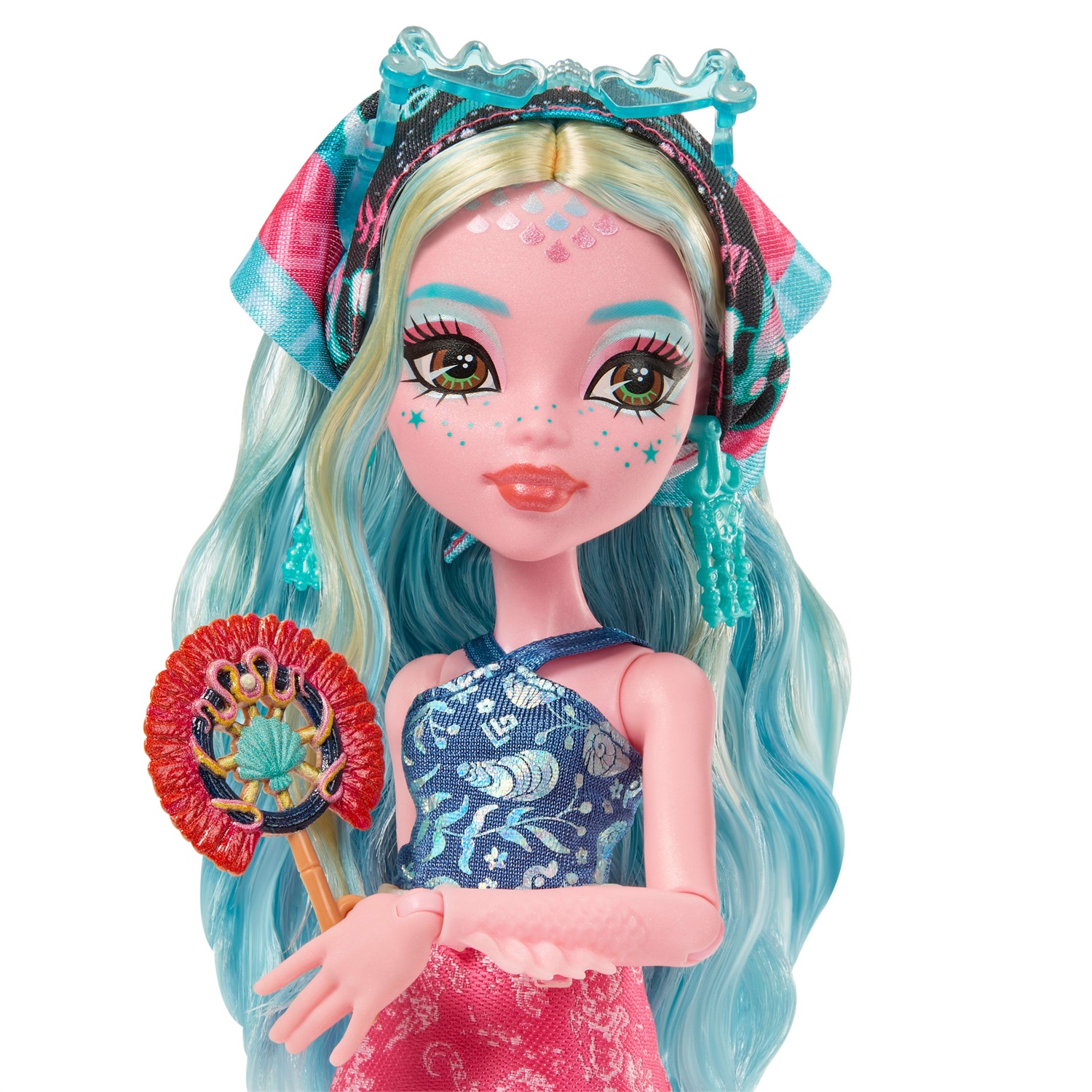 Mattel Monster High Lagoona Blue - Bambola con Valigia e 19 Sorprese, Set per Bambini 4