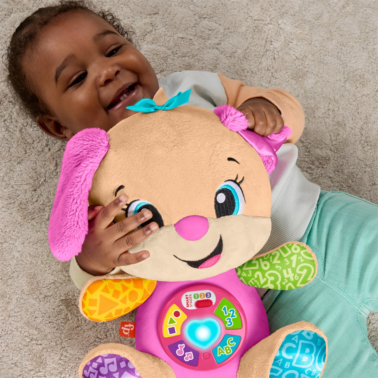 Fisher-Price JFD31 Ridi e Impara - Peluche Musicale Interattivo per Bambini 6 Mesi con Luci e Oltre 80 Canzoni