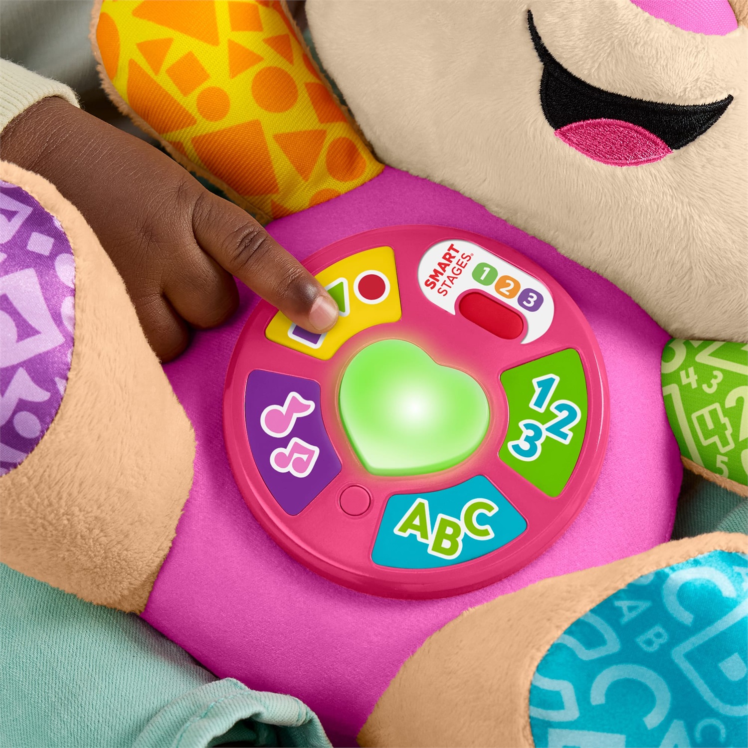 Fisher-Price JFD31 Ridi e Impara - Peluche Musicale Interattivo per Bambini 6 Mesi con Luci e Oltre 80 Canzoni