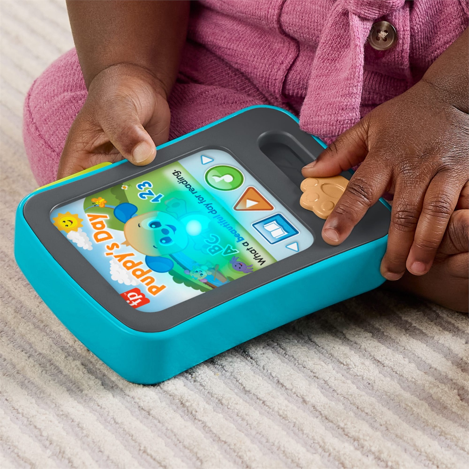 Fisher-Price Puppy's Storytime Reader - Giocattolo educativo per bambini dai 6 mesi con musica, luci e supporto multilingue