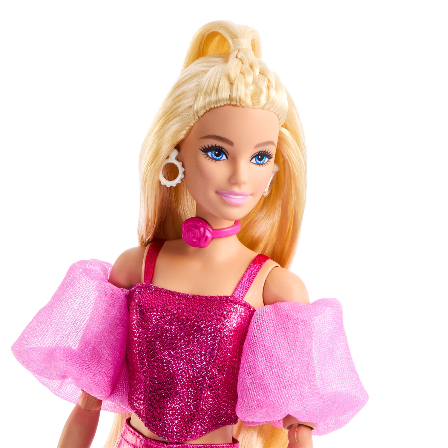 Mattel Barbie Deluxe Style n. 5 - Bambola con Abito Rosa Metallizzato, Top a Corsetto Scintillante, Pantaloni Lucidi e Accessori Inclusi
