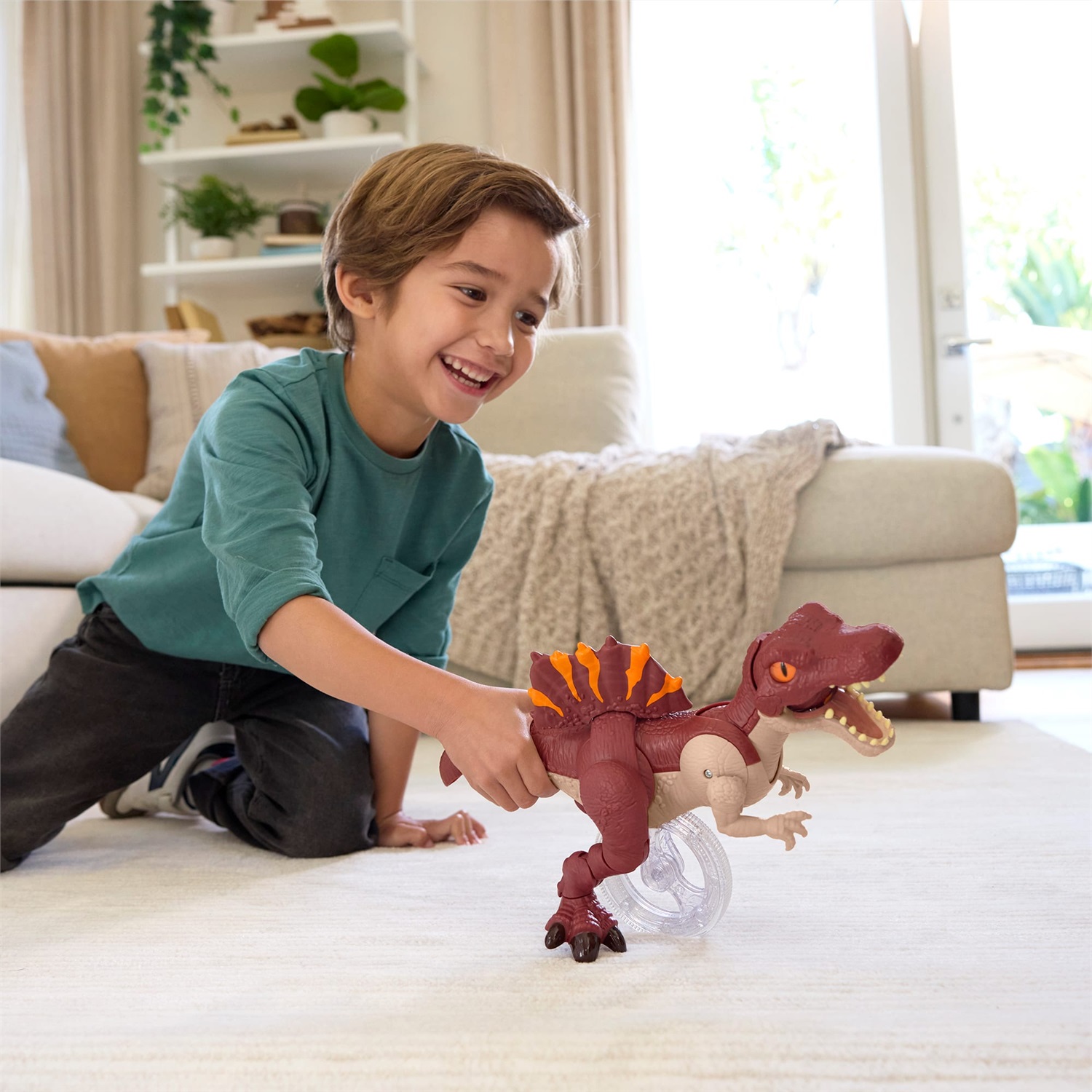 Fisher-Price Imaginext Jurassic World La Rinascita Spinosauro Scatto Fulmineo - Dinosauro Giocattolo con Movimento per Attaccare e Azzannare, 23 cm, JFR24