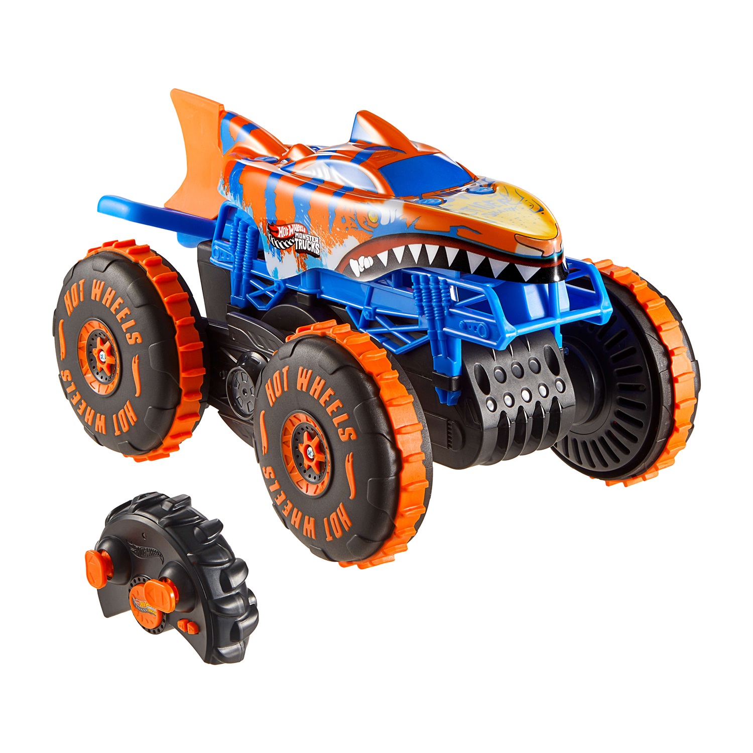 Hot Wheels Tiger Shark Super Scalatore RC - Veicolo Radiocomandato Grande con 3 Modalità per Gareggiare, Scalare e Fare Acrobazie, Giocattolo per Bambini 5 Anni, JFR39