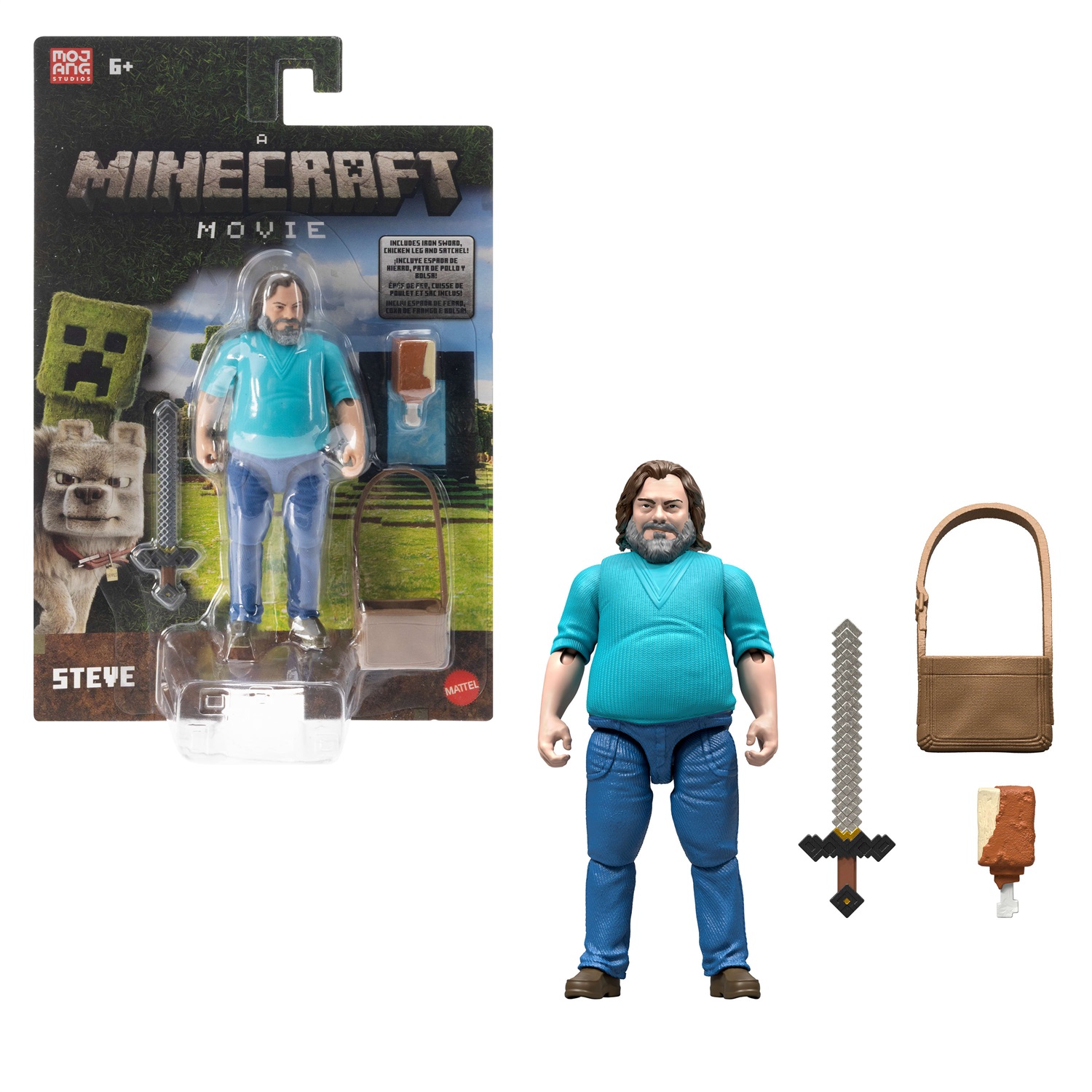 Mattel Minecraft - Action Figure Steve da Collezione con Accessori Inclusi, Alta 10 cm, Ispirata al Film e Videogioco, Giocattolo per Bambini 6 anni, JFR57