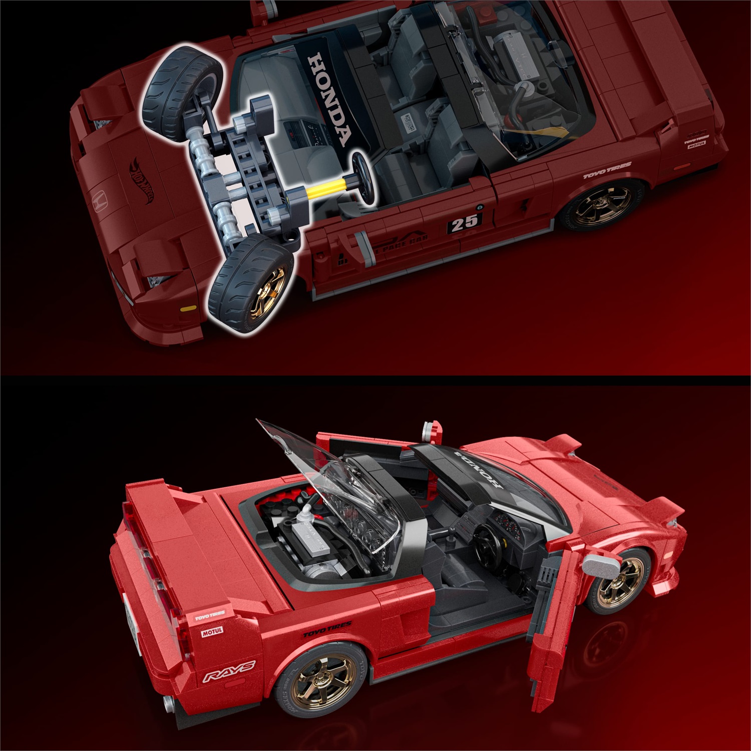 Mattel Hot Wheels - '90 Acura NSX Serie Elite, set di costruzione 1:16 con 876 pezzi, dettagli realistici e adesivi per personalizzazione, età 10