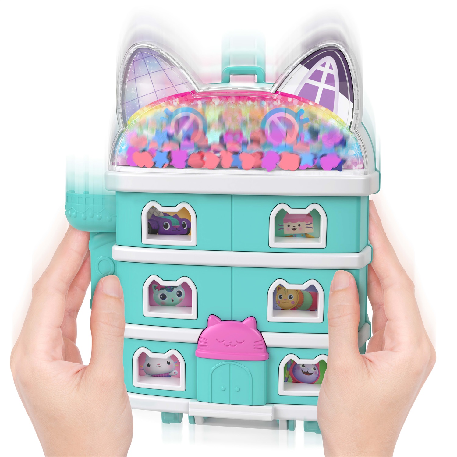 Polly Pocket - La Casa delle Bambole di Gabby, cofanetto con mini Gabby e 9 accessori, include gattini Pandy Panda, Dolcetto e Siregatta, giocattolo per bambini 4 anni, JFV02