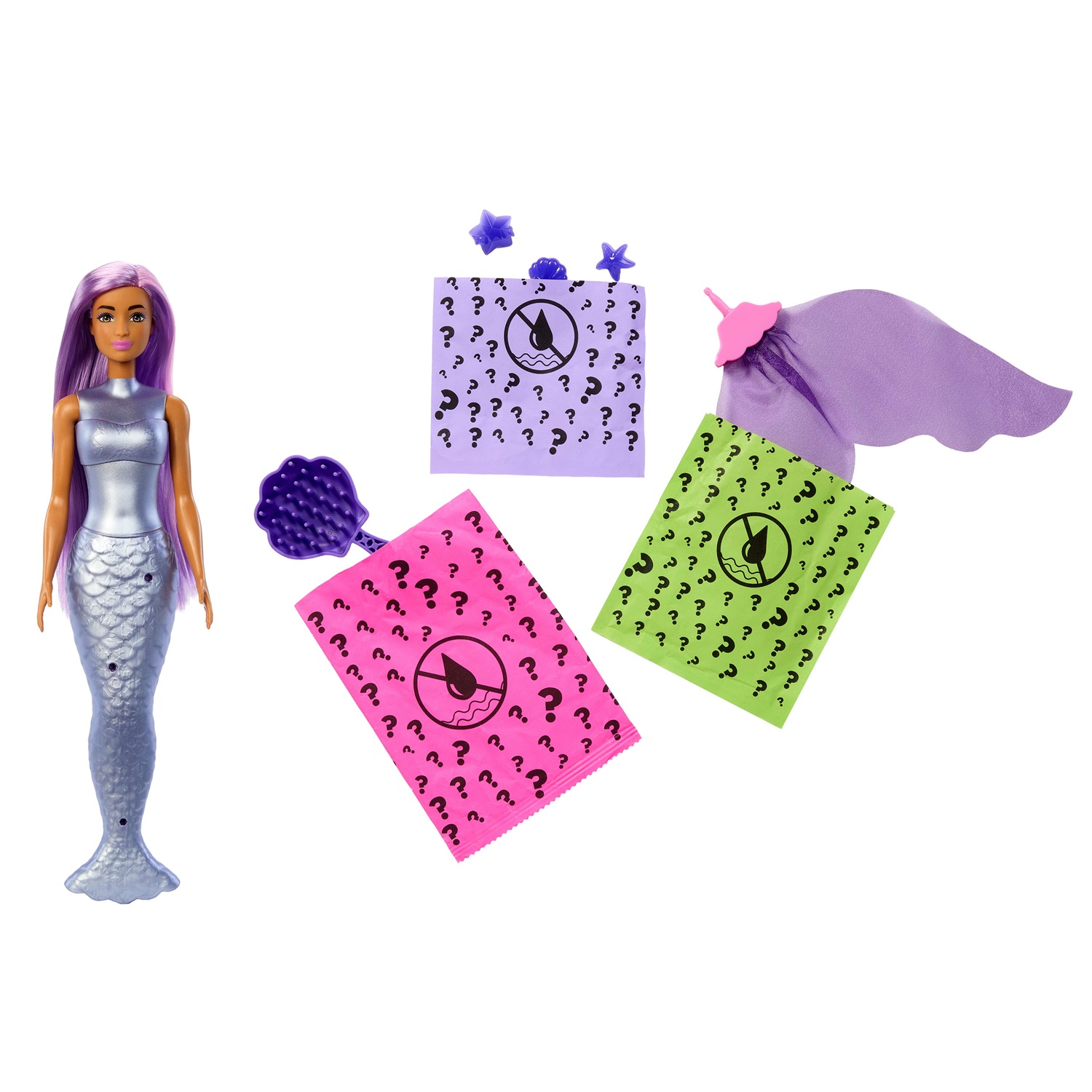 Barbie Color Reveal Serie Baloon Animals - Bambola Effetto Cambia Colore con 6 Accessori a Sorpresa e Mini Palloncino a Forma di Animale, Giocattolo per Bambini 3 Anni, JFV58