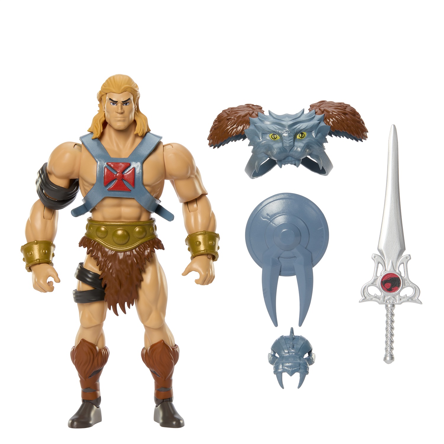 Mattel Masters of the Universe Origins - He-Man Action Figure Snodata Crossover con Armatura Rimovibile, Spada, Scudo e Mini Fumetto, Giocattolo per Bambini 6 Anni